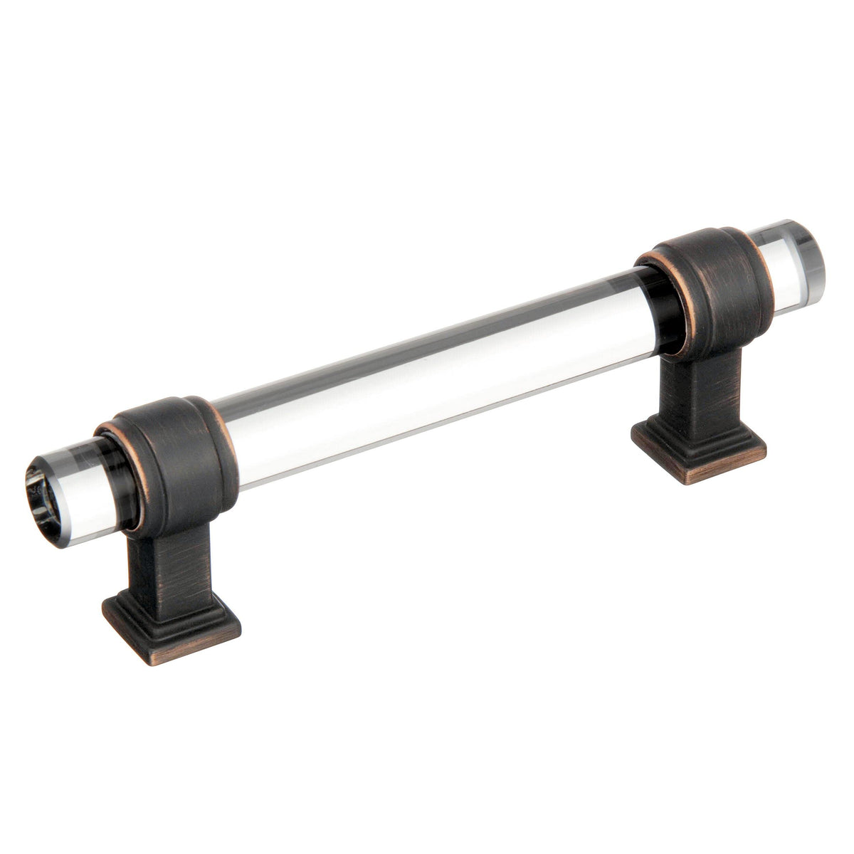 Amerock | Cabinet Pull | Clear/Oil-Rubbed Bronze | 5-1/16 Inch (128 Mm) Center To Center | Glacio | 1 Pack | Drawer Pull | Drawe