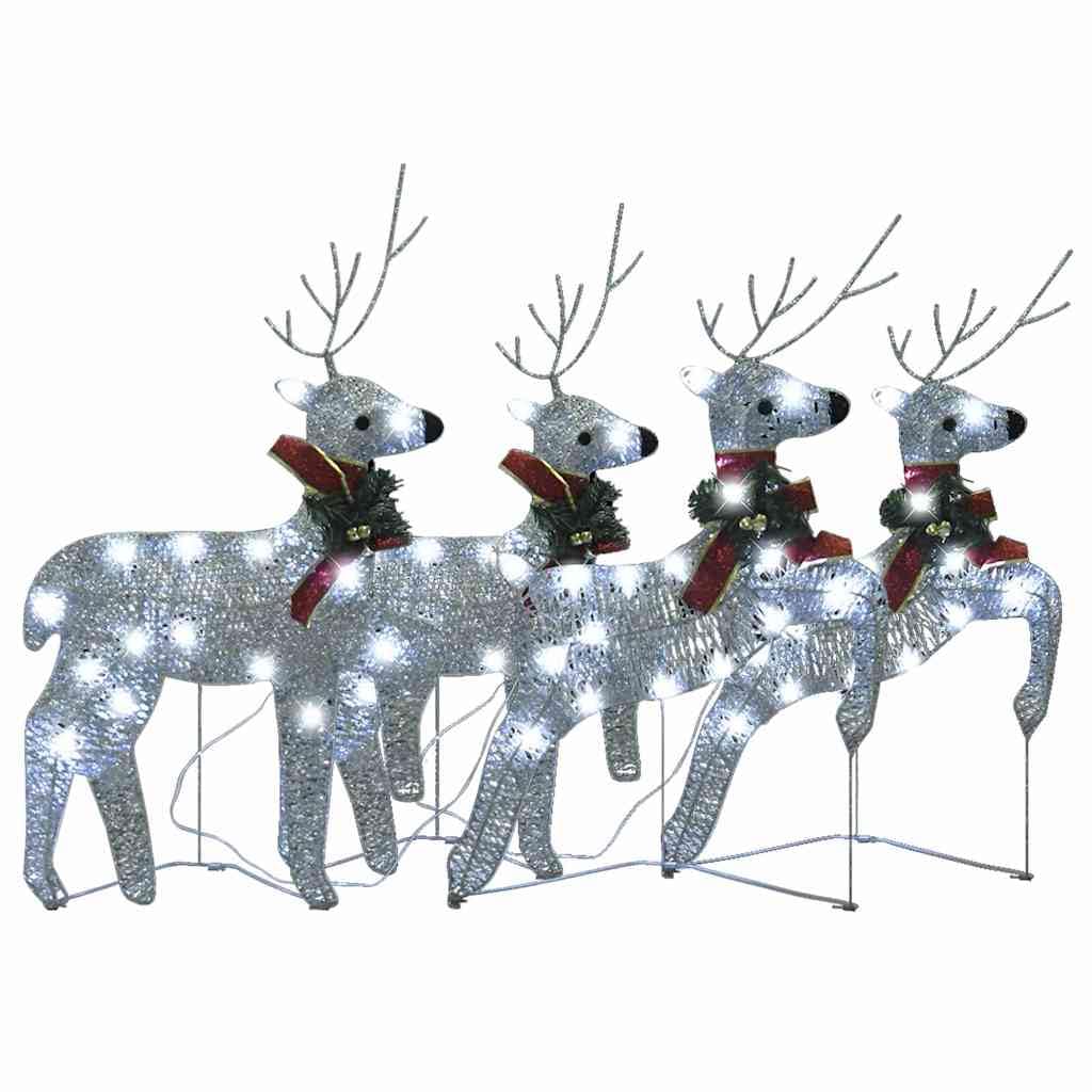 vidaXL Christmas Reindeers 4 pcs Silver 80 LEDs