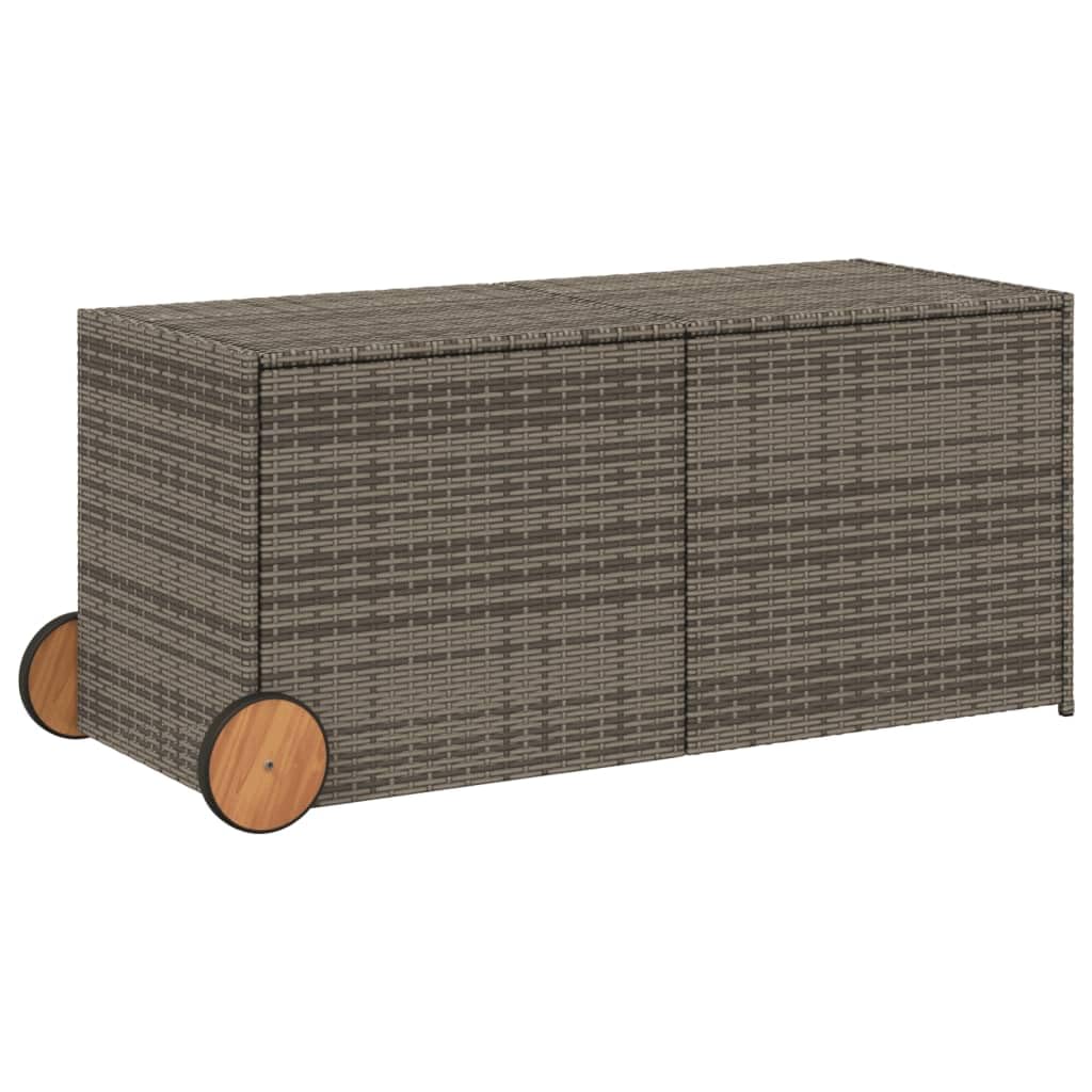 vidaXL Garden Storage Box with Wheels Gray 74.8 Gal Poly Rattan
