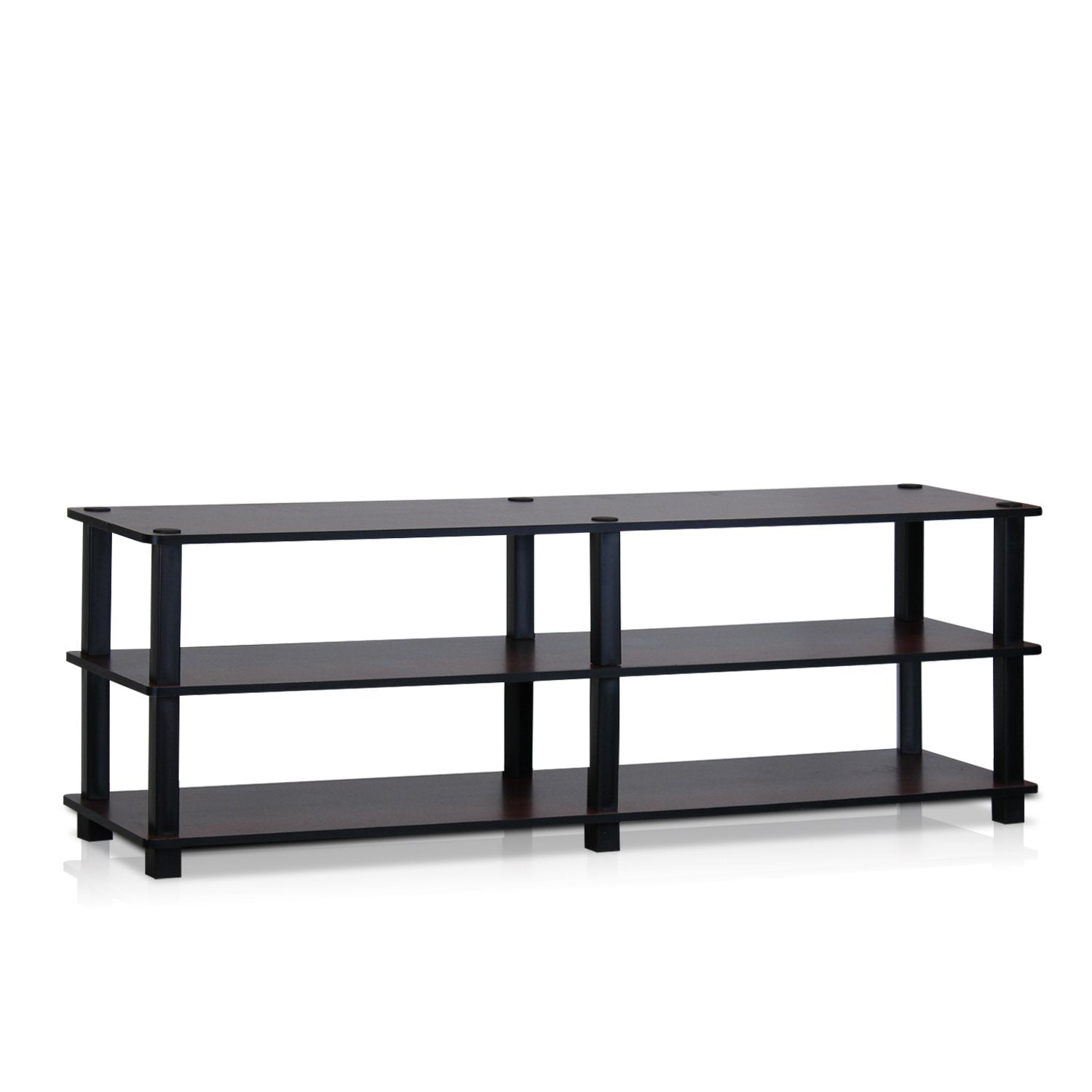 Furinno TV14038DC/BK Turn-S-Tube No Tools 3-Tier Entertainment TV Stands, Dark Cherry/Black