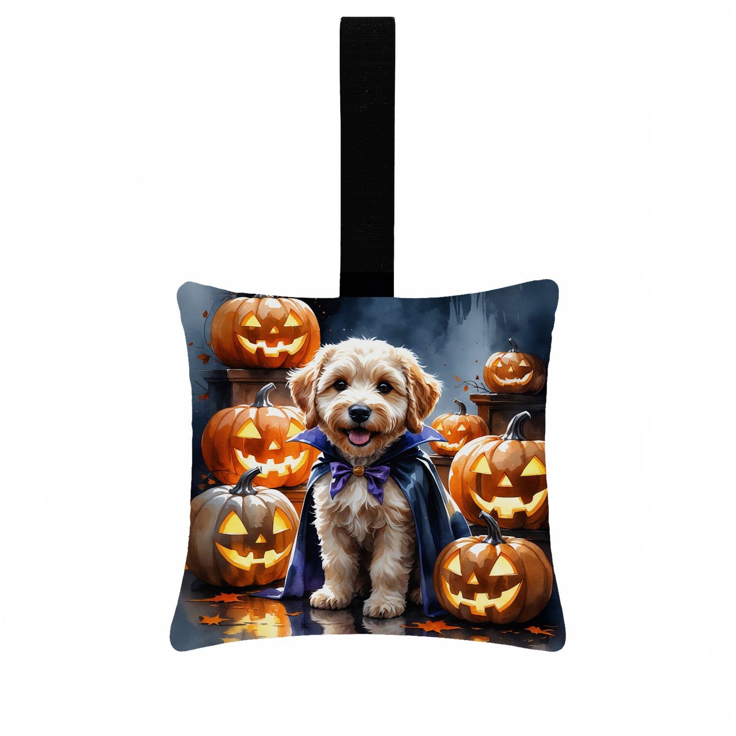 Carolines Treasures Labradoodle Puppy Halloween Mini Hanging Pillow Ornament 3.5  3.5 Decorative Door-Knob & Tree Hanger, Soft Fabric Cushion