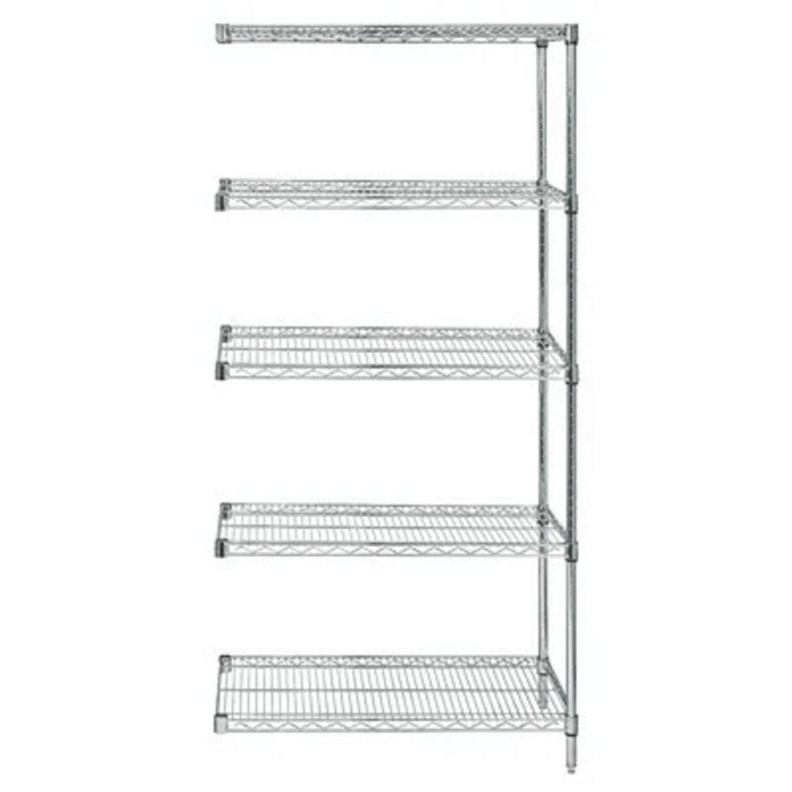 Quantum AD74-1248S-5 Wire Shelving Add-On Kit, 48W x 12D x 74H, 600 lbs Capacity, Stainless, Stainless, NSF