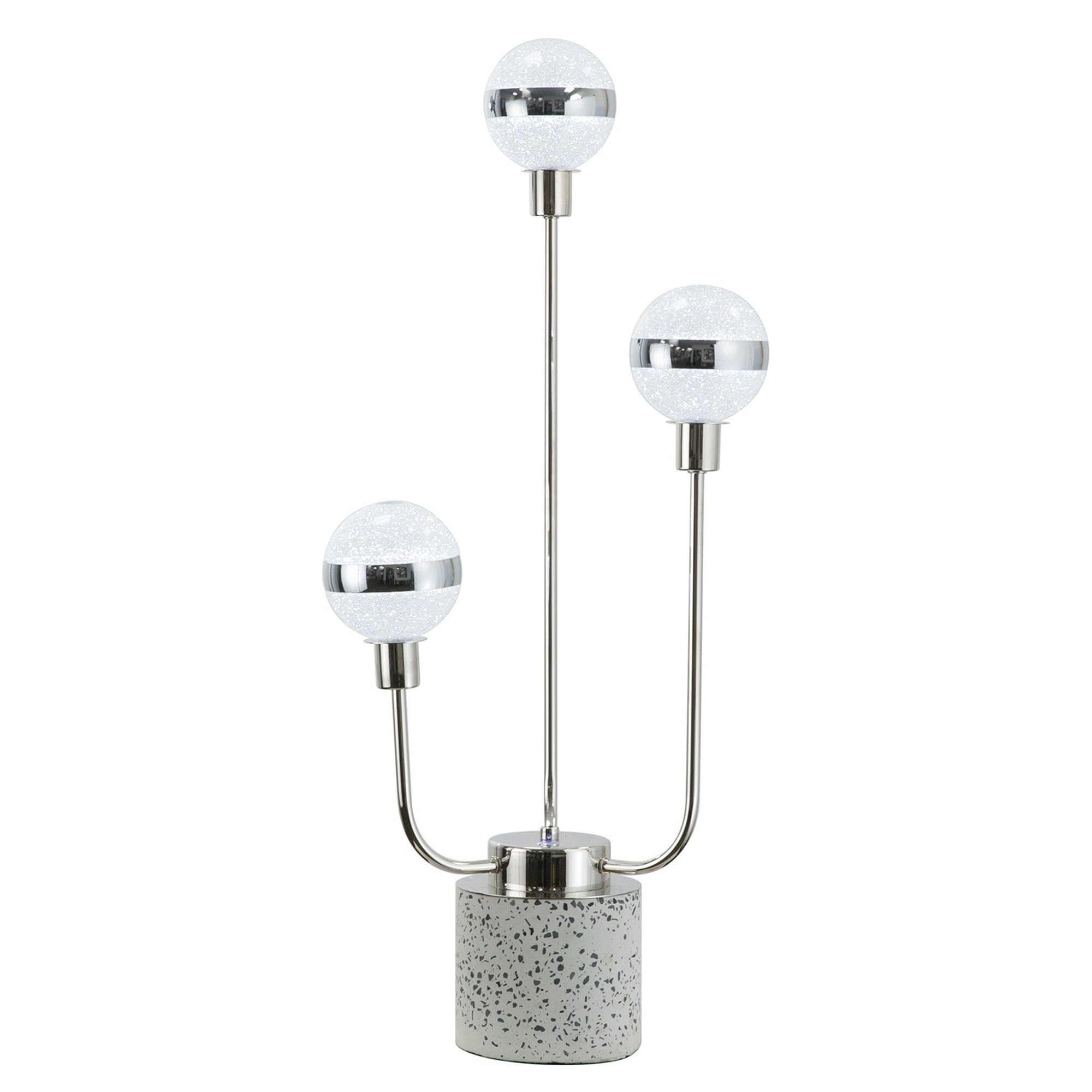 32 Inch Table Lamp, Accent LED Light, Globe Glass Shade, Round Base, Nickel
