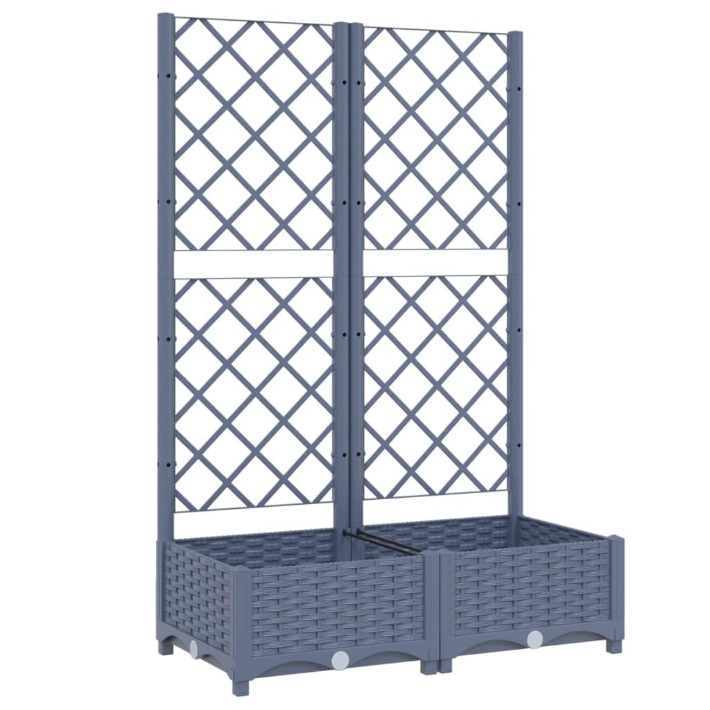 vidaXL Garden Planter with Trellis Dark Gray 31.5x15.7"x47.8" PP"