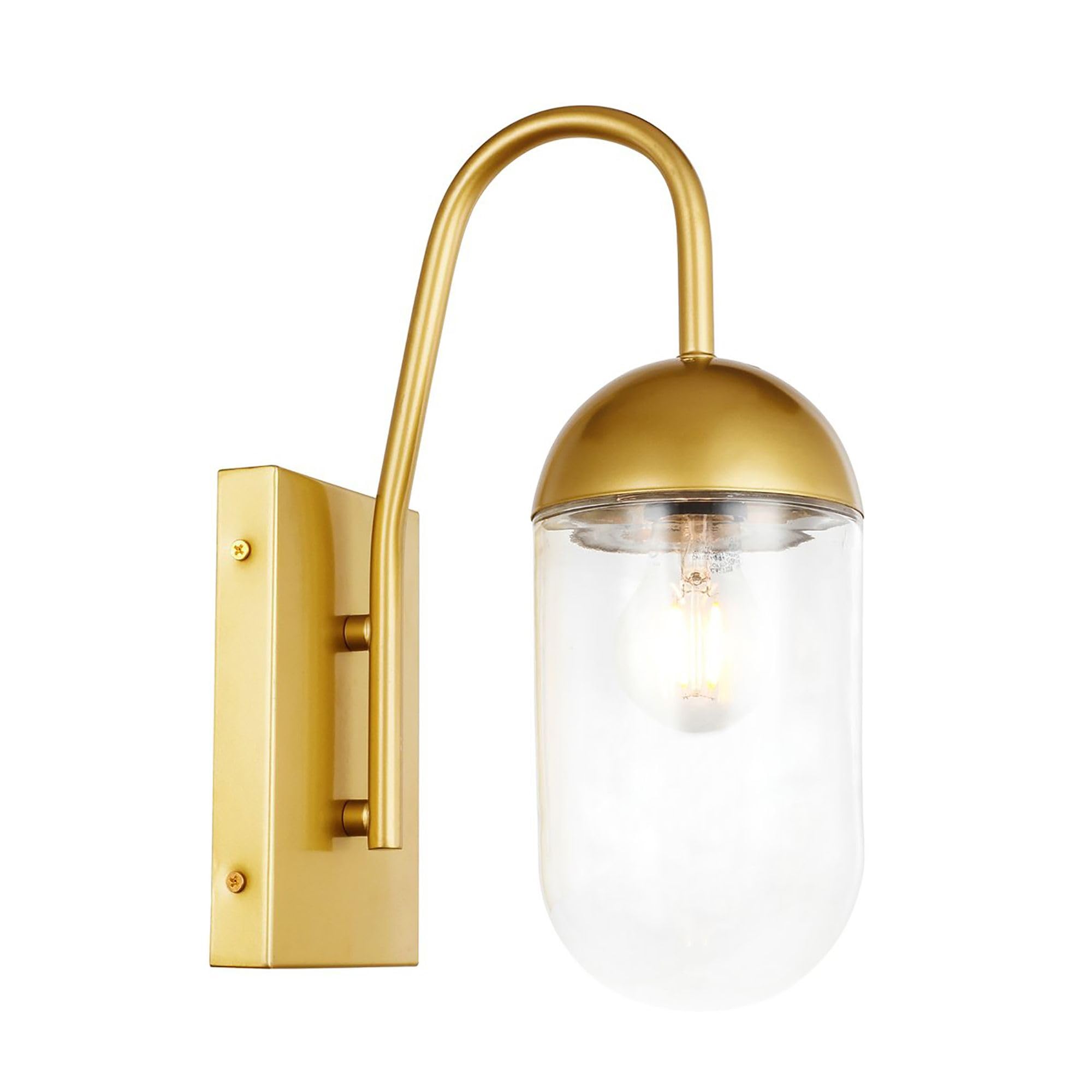 Kace 1 light Brass and Clear glass wall sconce