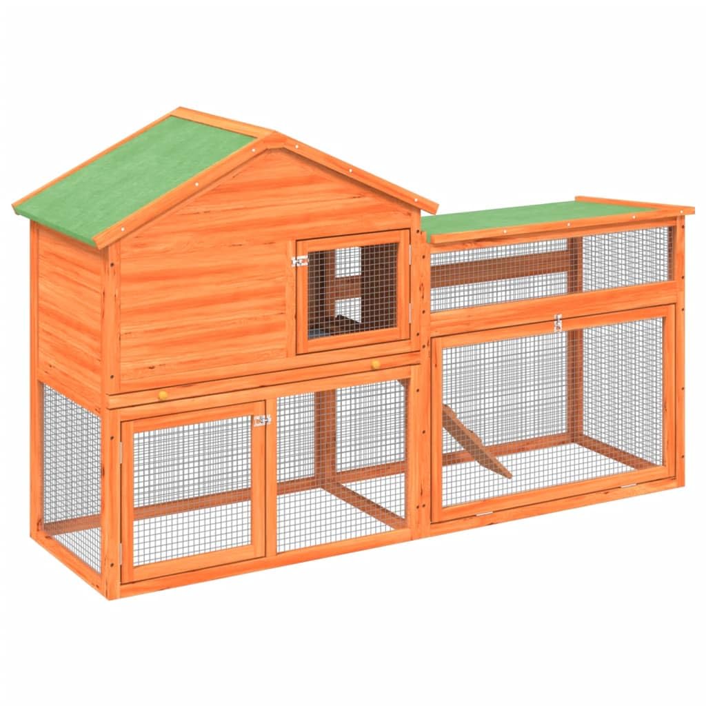 vidaXL Rabbit Hutch Brown 73x23.8"x43.1" Solid Wood Pine"