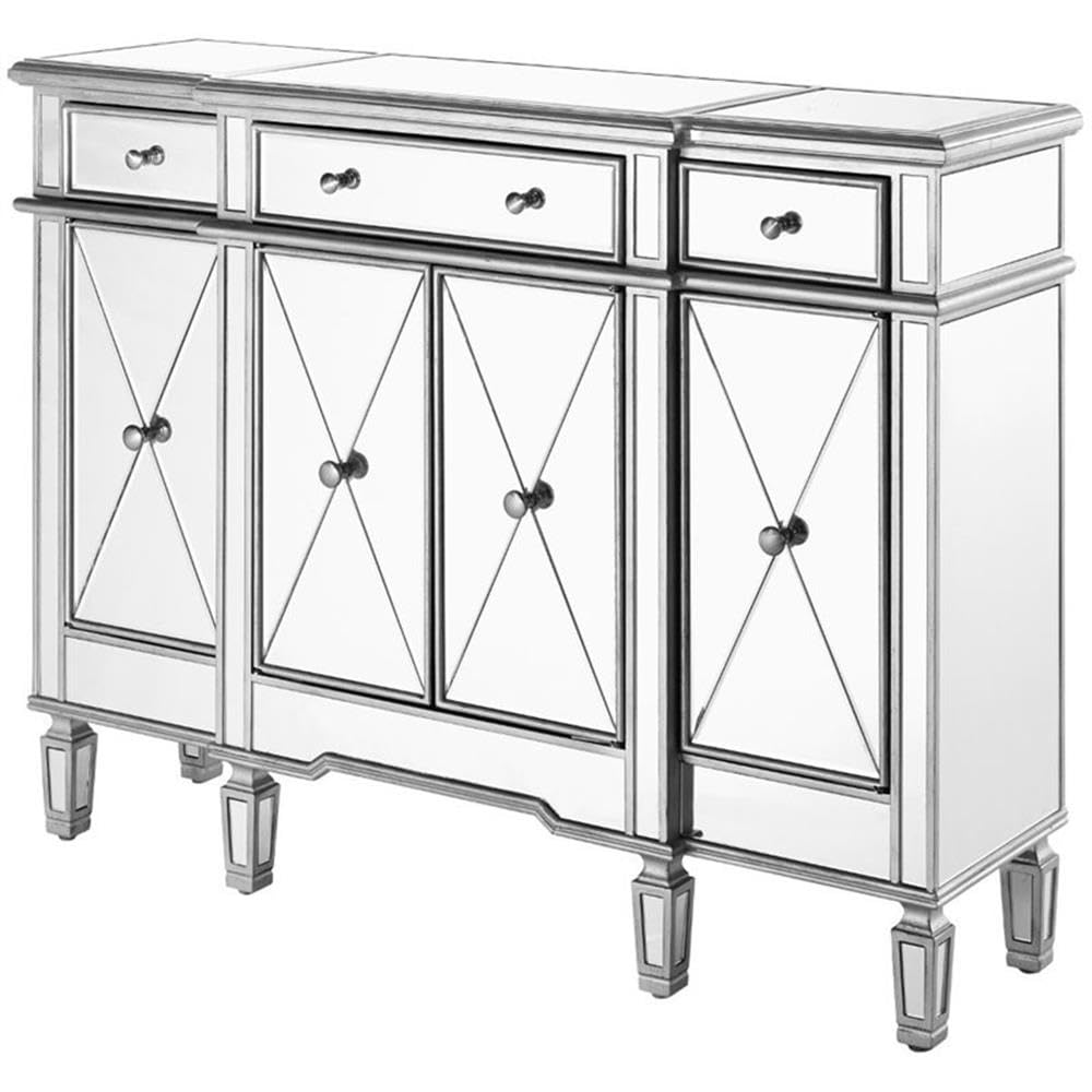 3 Drawer 4 Door Cabinet 48 .In. X 14 In. X 36 In. in silver Clear