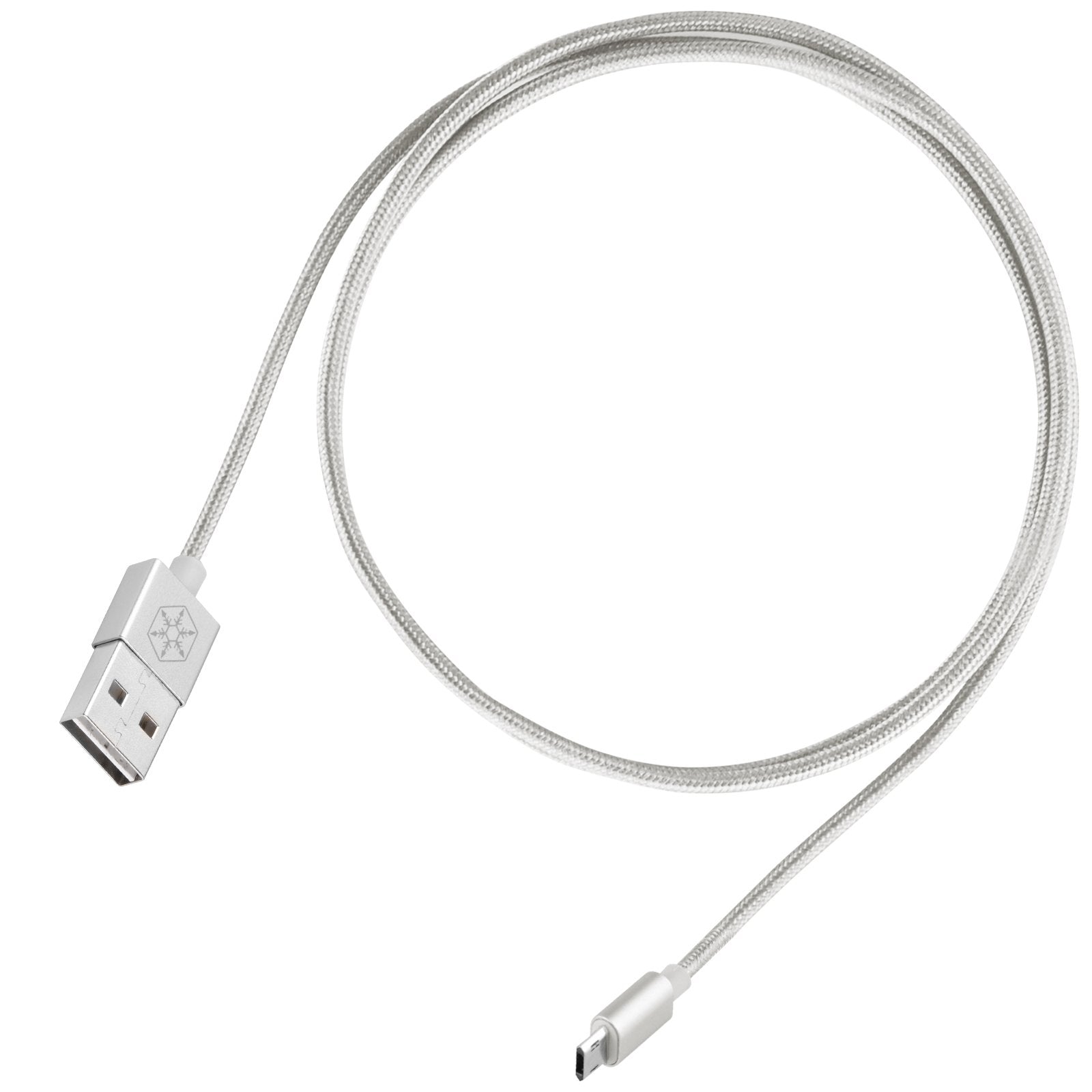 Reversible USB-A to Reversible Micro-B cable 1.8 meter(6ft), Nylon Braided and aluminum shell, Silver