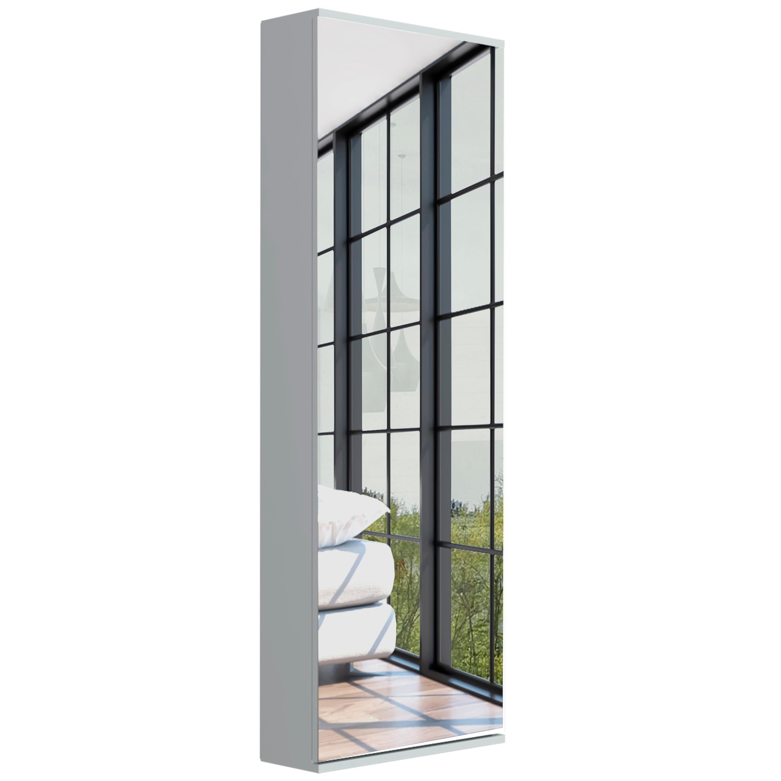 TUHOME Leto Wall Mounted Shoe Rack With Mirror, One Door, Capacity For Ten Shoes, Rack, White, For Bedroom