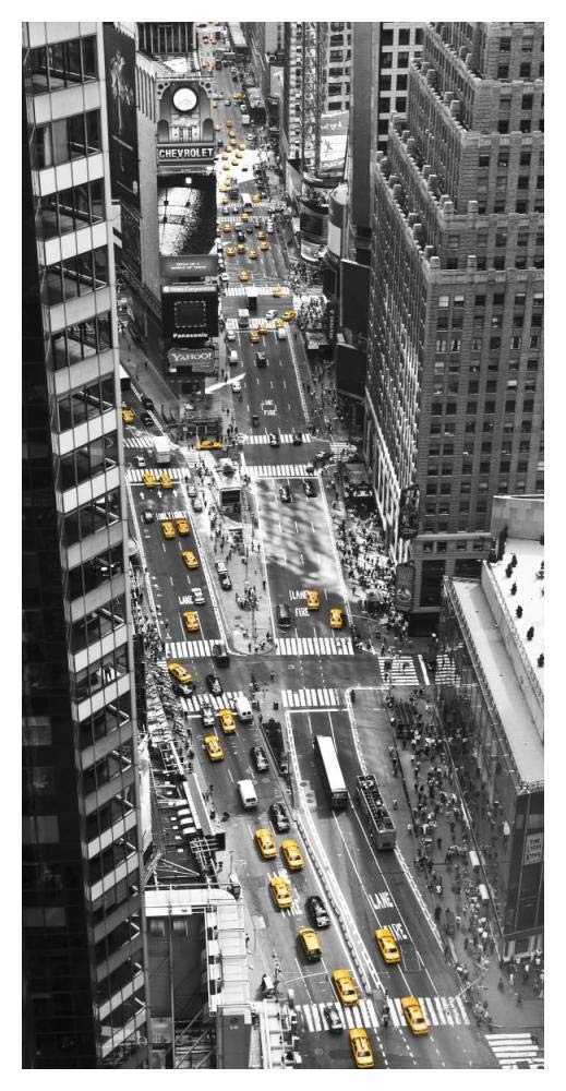 Yellow taxi in Times Square, NYC-Paper Art-26x50”