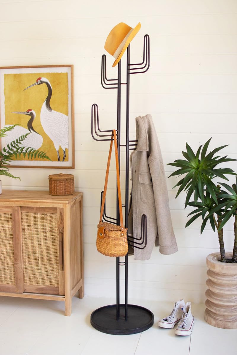 Kalalou Cla1391 Black Iron Cactus Coat Tower - Kd Not Freight