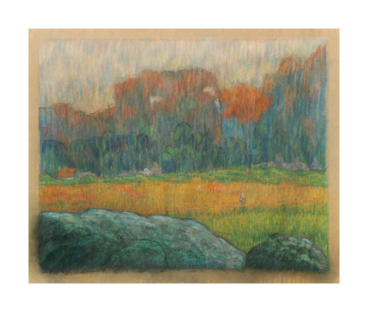 Landscape with Figure and Houses, c. 1891 -Paper Art-24x20.04”