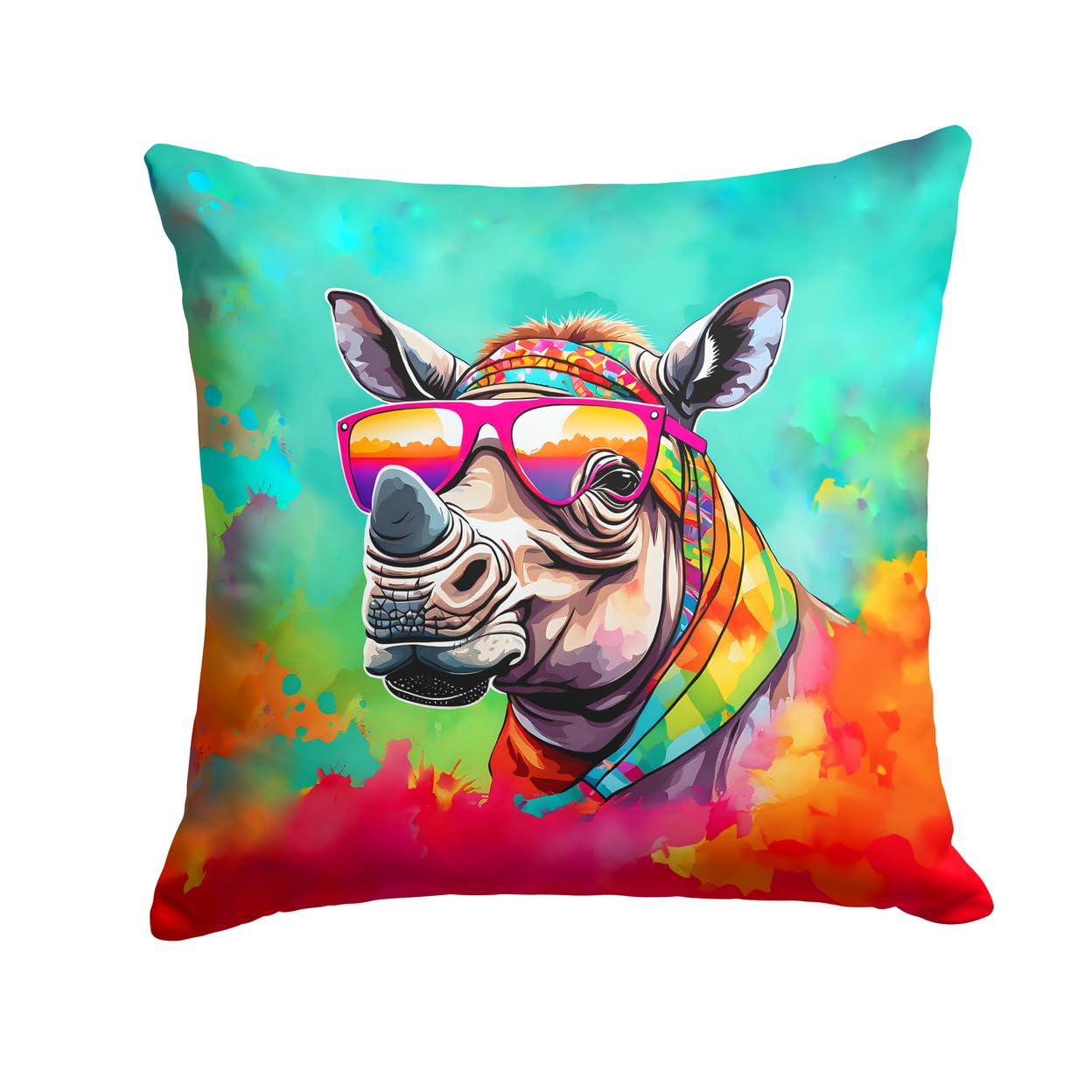 Hippie Animal Rhinoceros Throw Pillow