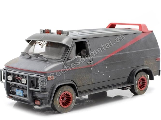 1983 GMC Vandura Black Weathered Version with Bullet Holes The A-Team (1983-1987) TV Series 1/18 Diecast Model Car by Greenlight
