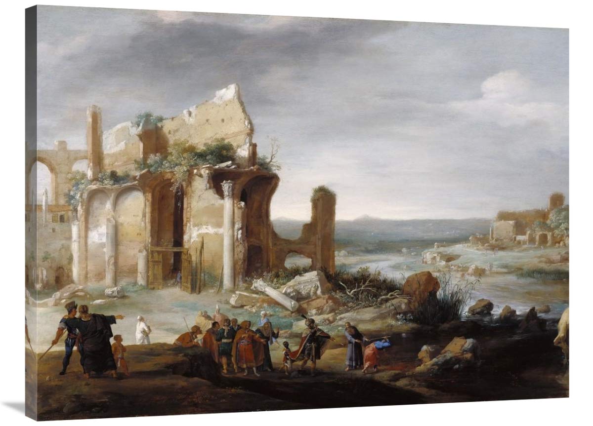 Moses and Aaron Changing the Rivers of Egypt to Blood-Canvas Art-40x30”