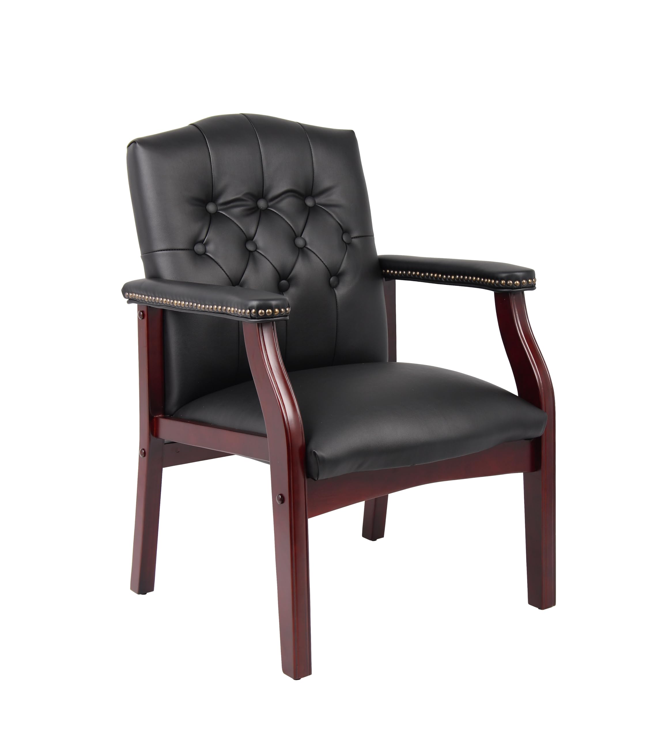 Boss Traditional Black Caressoft guest, accent or dining chair W/ Mahogany Finish