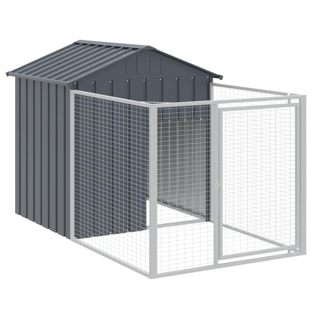 vidaXL Dog House with Roof Light Gray 46.1x320.1"x48.4" Galvanized Steel"