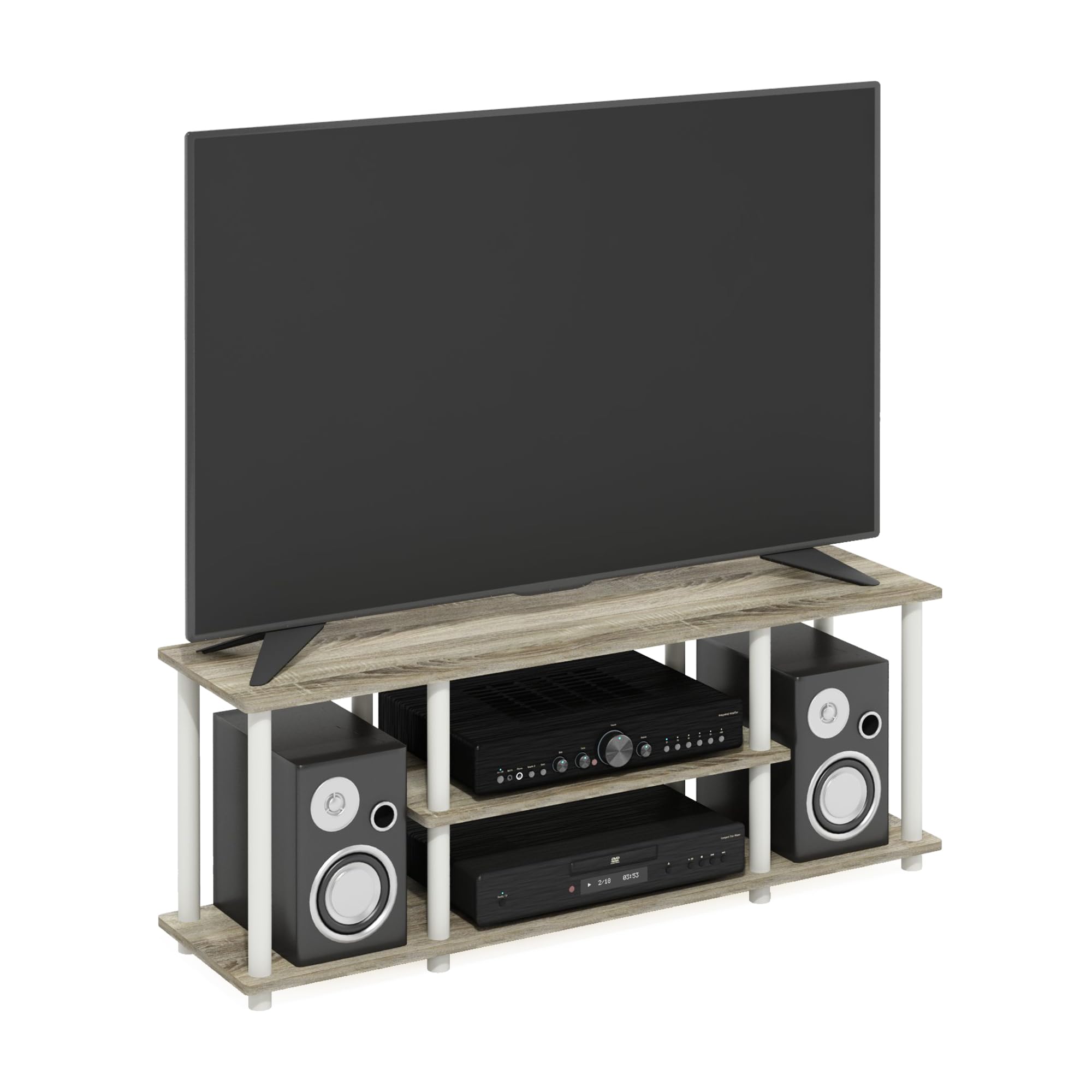 Furinno 12250R1OK/WH Turn-N-Tube No Tools 3D 3-Tier Entertainment TV Stands