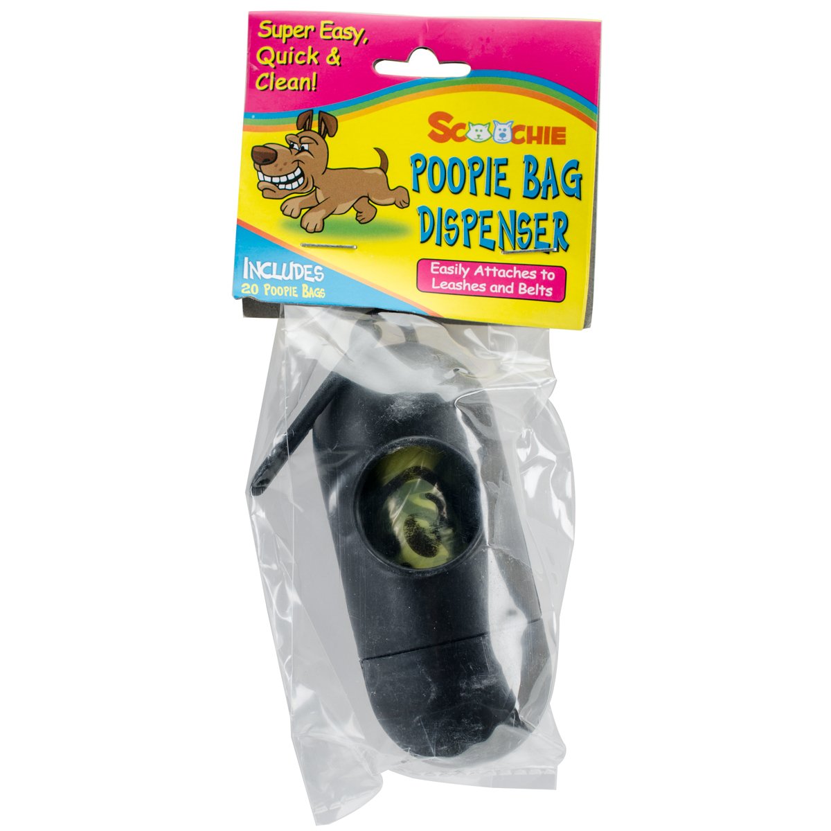Scoochie Poop Dispenser With Refill Roll Bag and Header