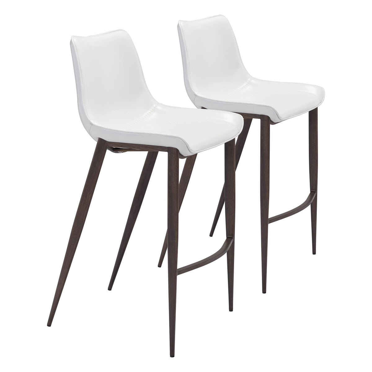 Magnus Bar Chair (Set Of 2) White & Walnut