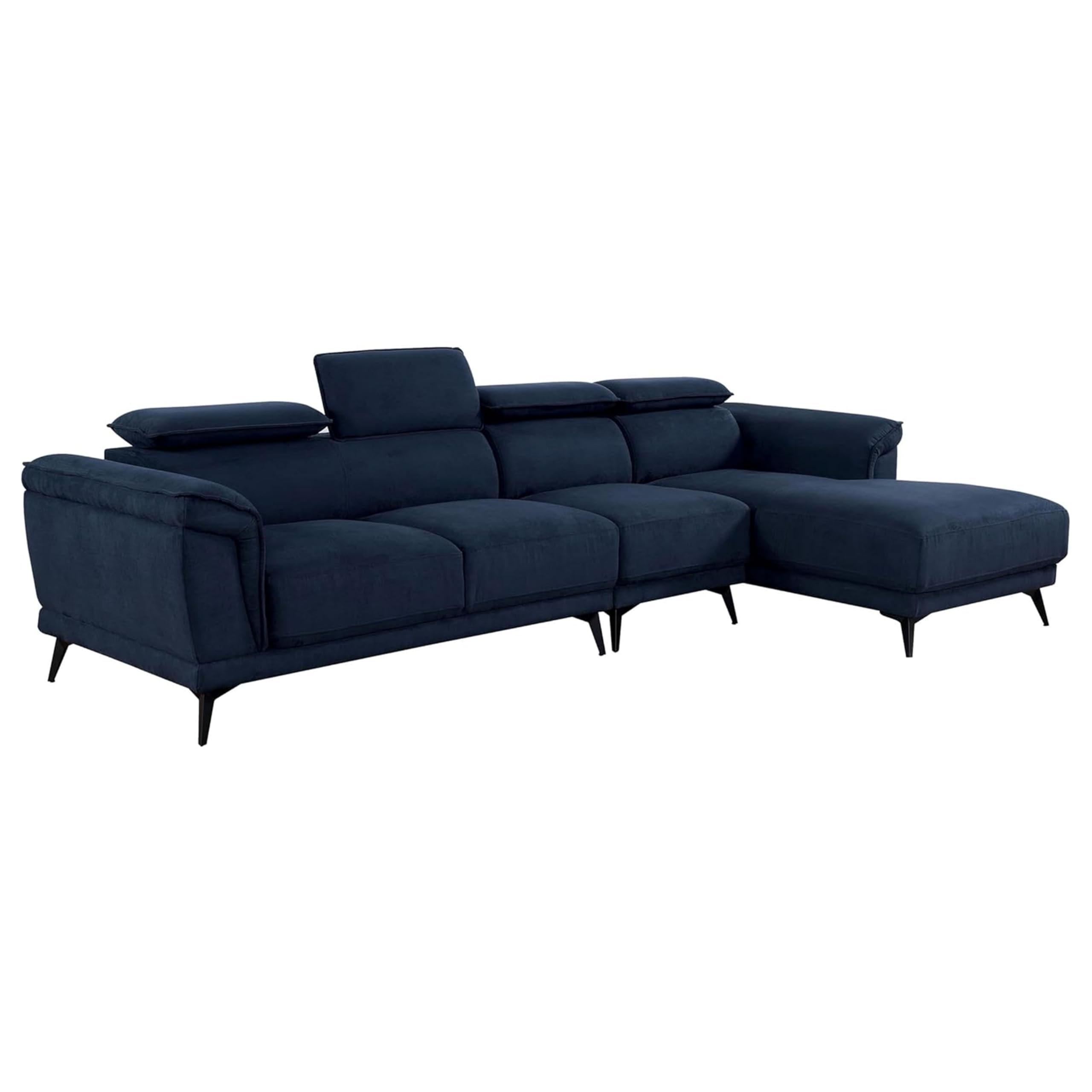 Panie Sectional Sofa, Adjustable Headrests, Navy Blue, 125 Inch