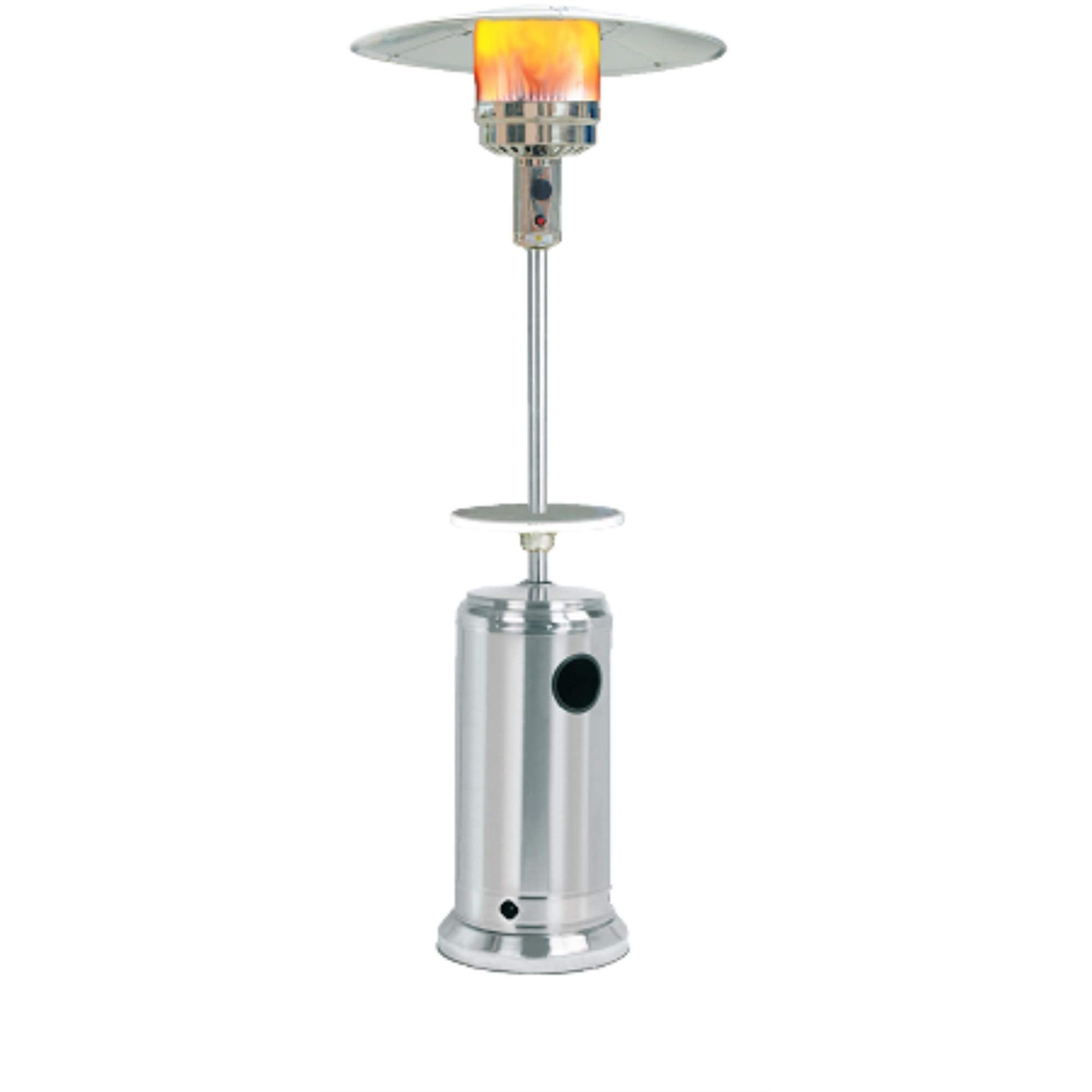 SUNHEAT Classic Umbrella Design Portable Propane Patio Heater with Drink Table - Stainless Steel