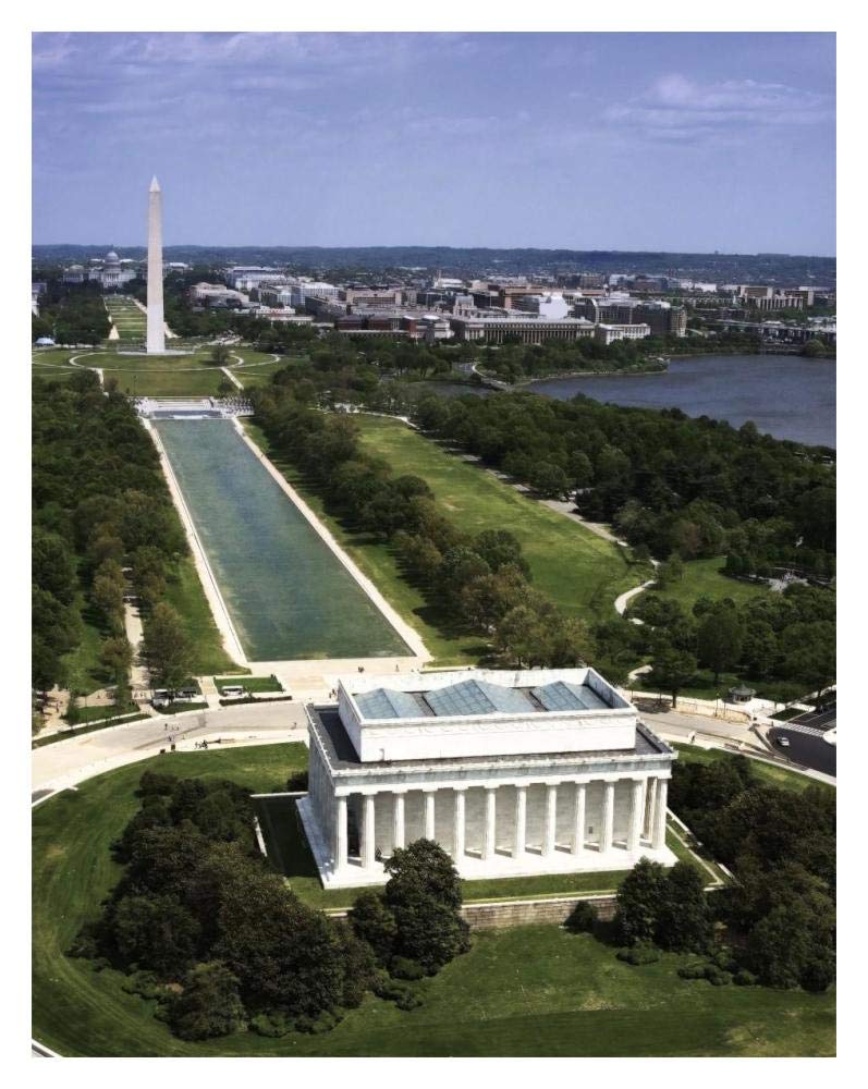 National Mall, Lincoln Memorial and Washington Monument, Washington D.C. - Vintage Style Photo Tint Variant-Paper Art-14x18”