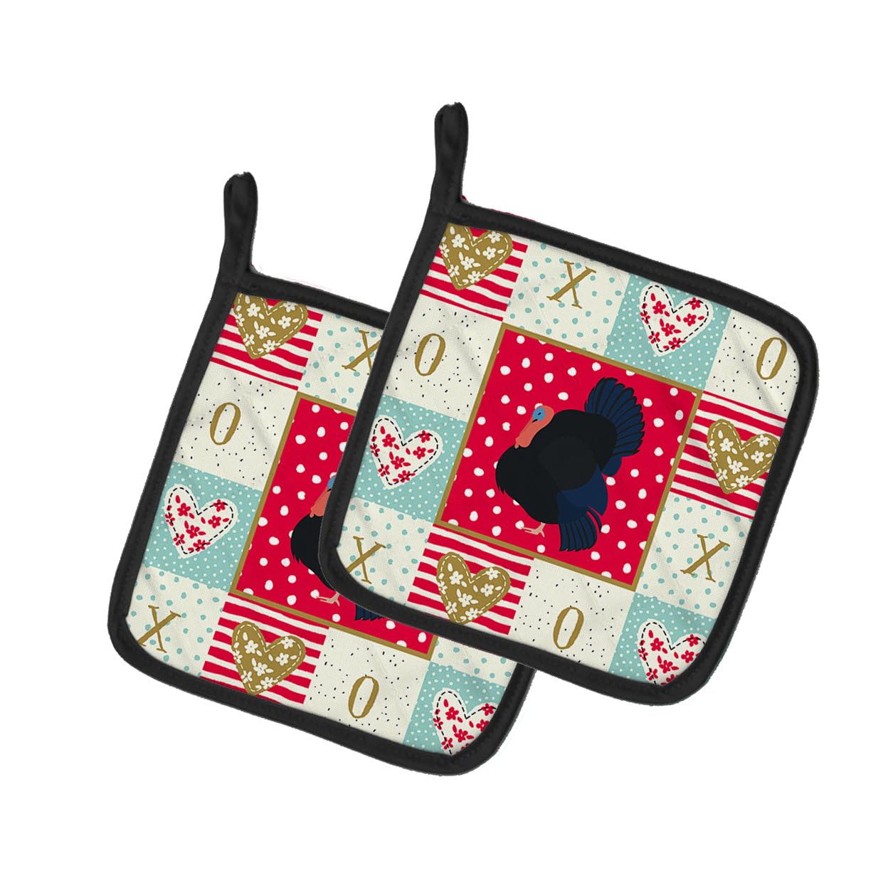 Norfolk Black Turkey Love Pair of Pot Holders