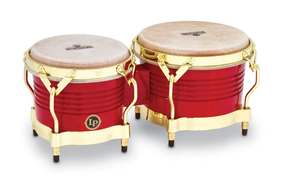 Latin Percussion M201-Rw Lp Matador Wood Bongos - Blaze Red/Gold Tone 8.625-Inch