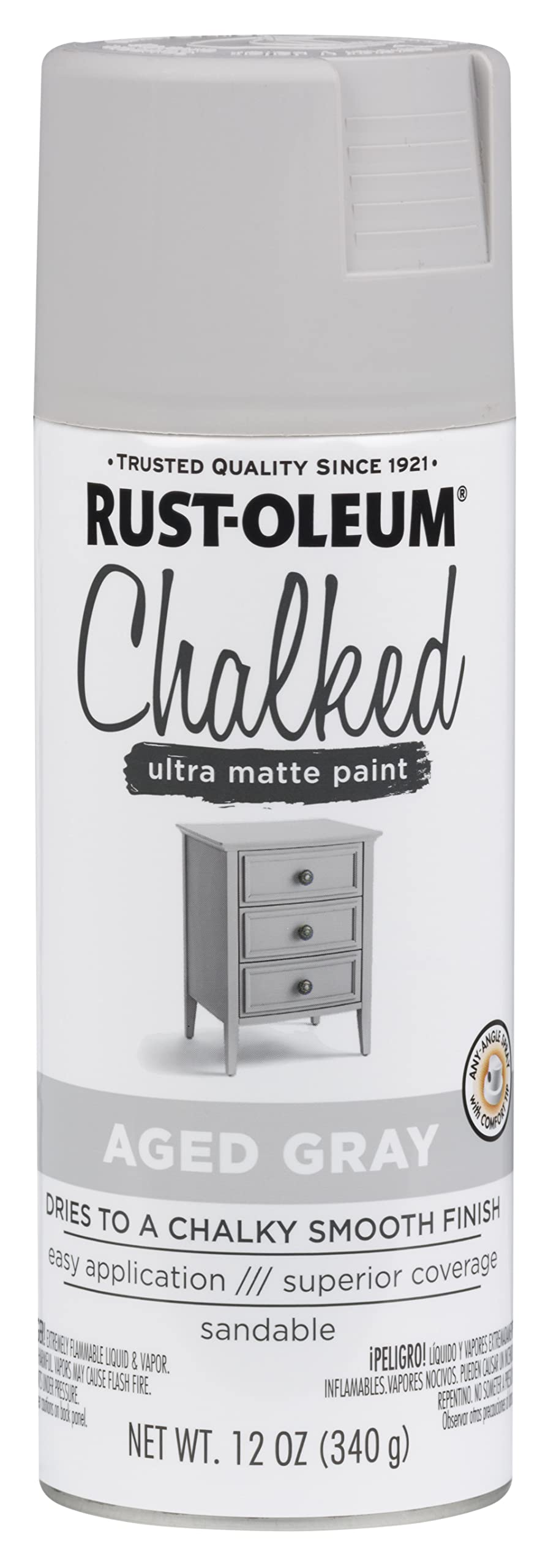 Rust-Oleum 302592 Chalked Ultra Matte Spray Paint, 12 Ounce (Pack Of 1), Aged Gray