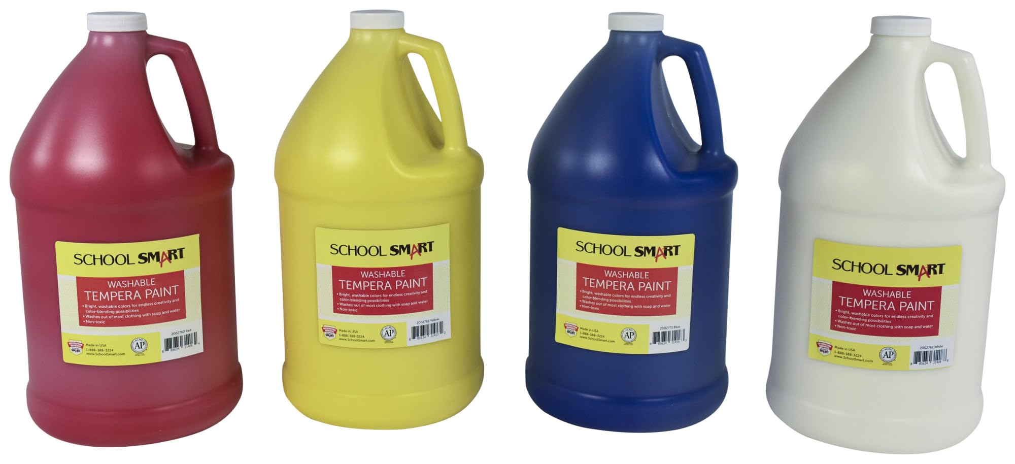 Casafoyer School Smart Washable Tempera Paint Set, Assorted Colors, Gallon Set of 4 | (2 Units)