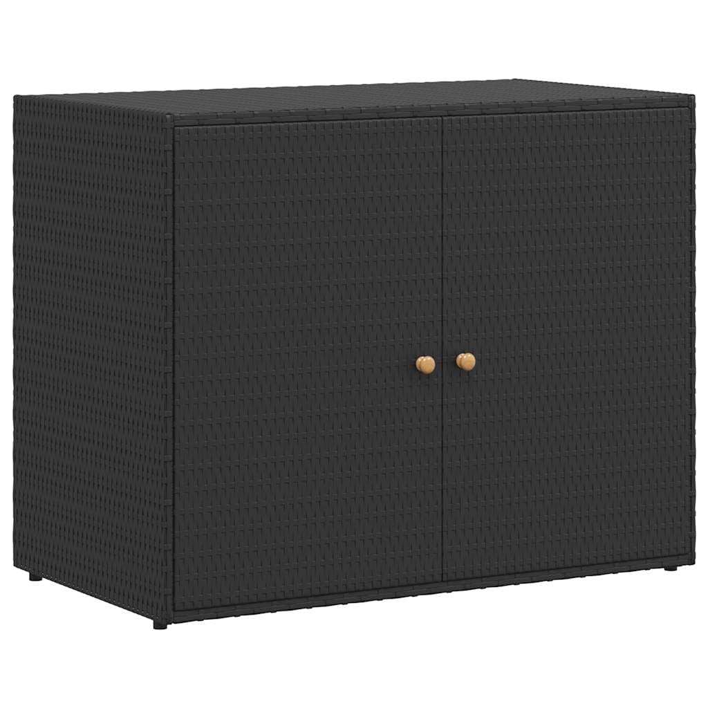 vidaXL Garden Storage Cabinet Black 39.4x21.9”x31.5” Poly Rattan