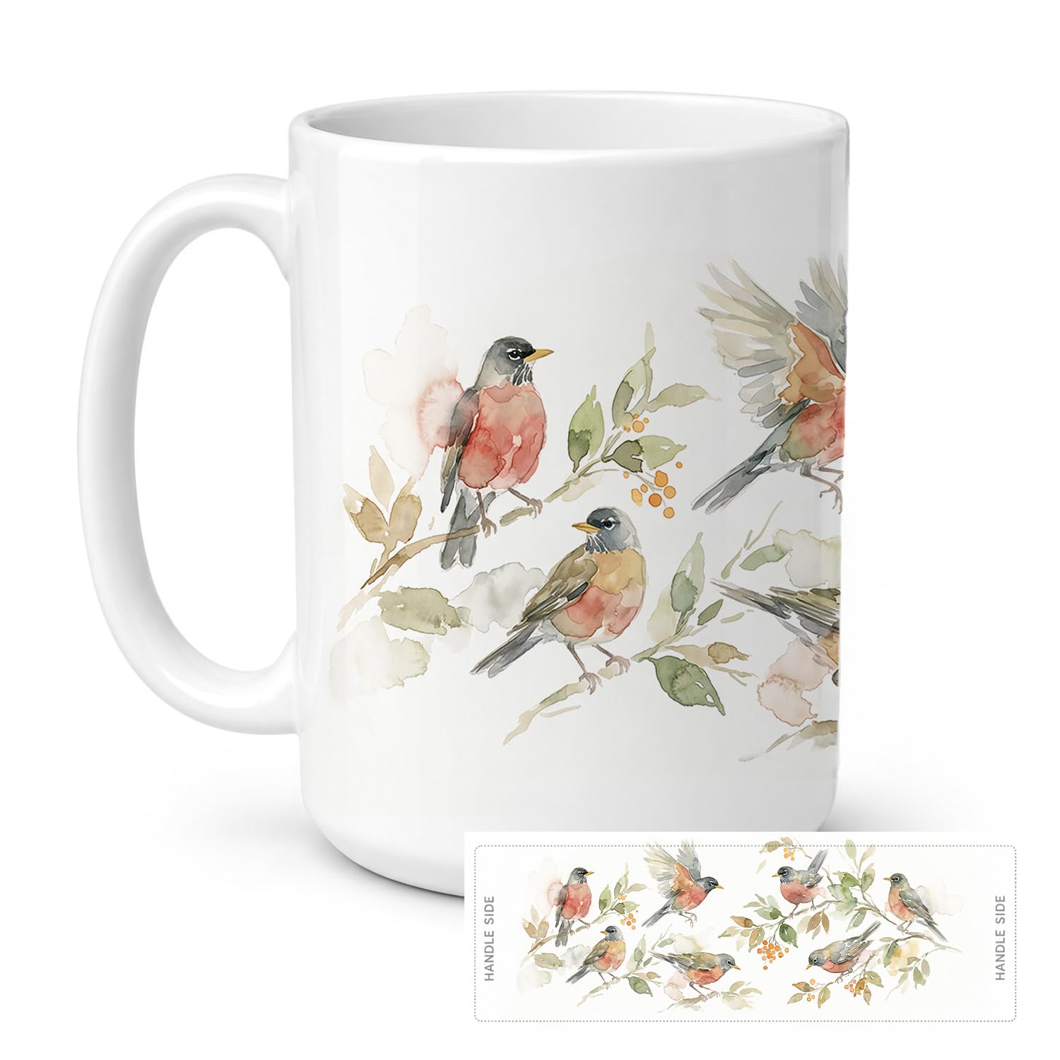 Carolines Treasures Robins Birds Ceramic Coffee Mug 15 oz
