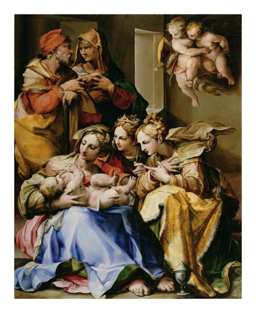 Holy Family with Saints Anne, Catherine of Alexandria, and Mary Magdalene-Paper Art-18x22”