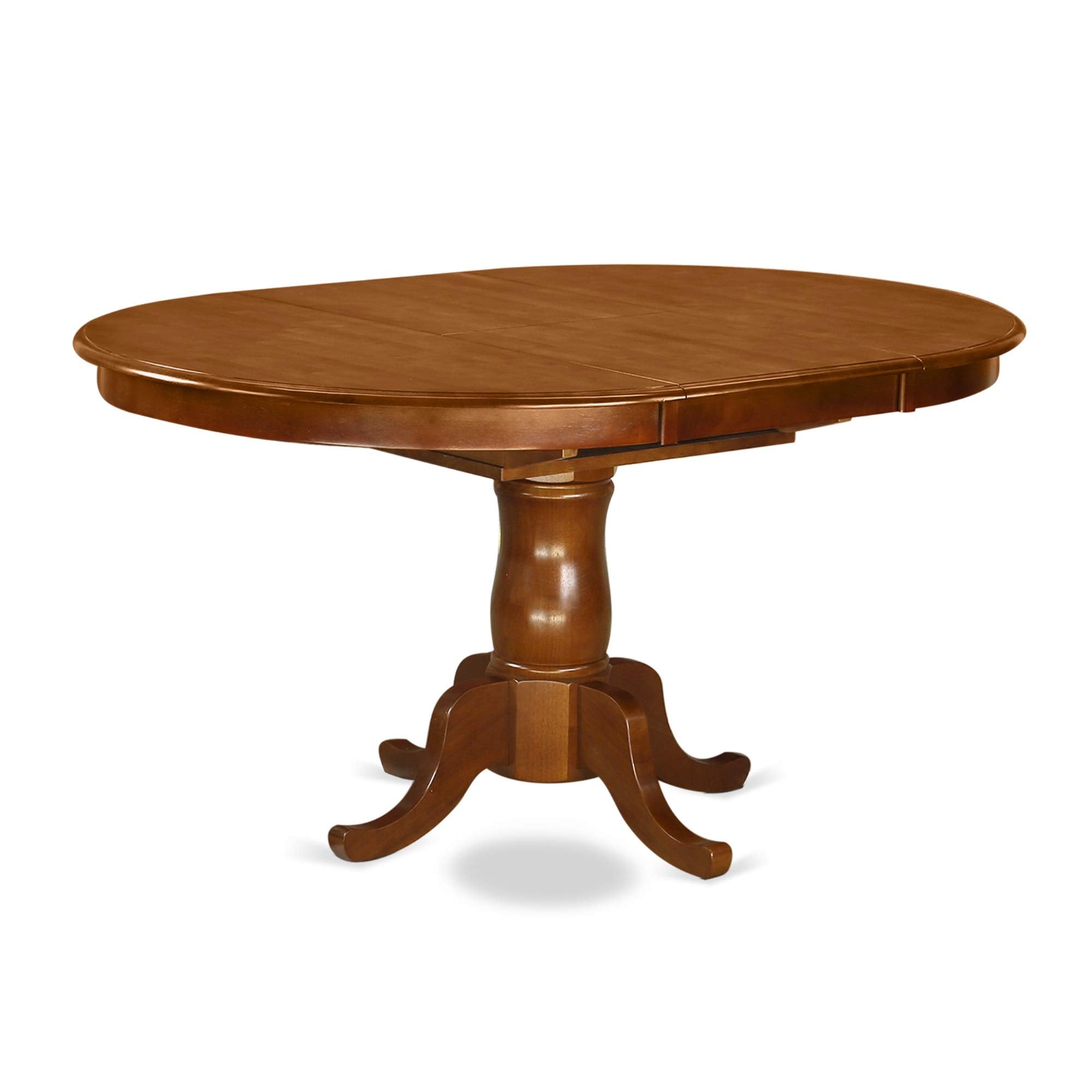 Casafoyer POML7-SBR-C 7 Piece Kitchen Table & Chairs Set Consist of an Oval Dining Table with  Leaf and 6 Linen Fabric Dining Room Chairs, 42x60 Inch, Saddle Brown