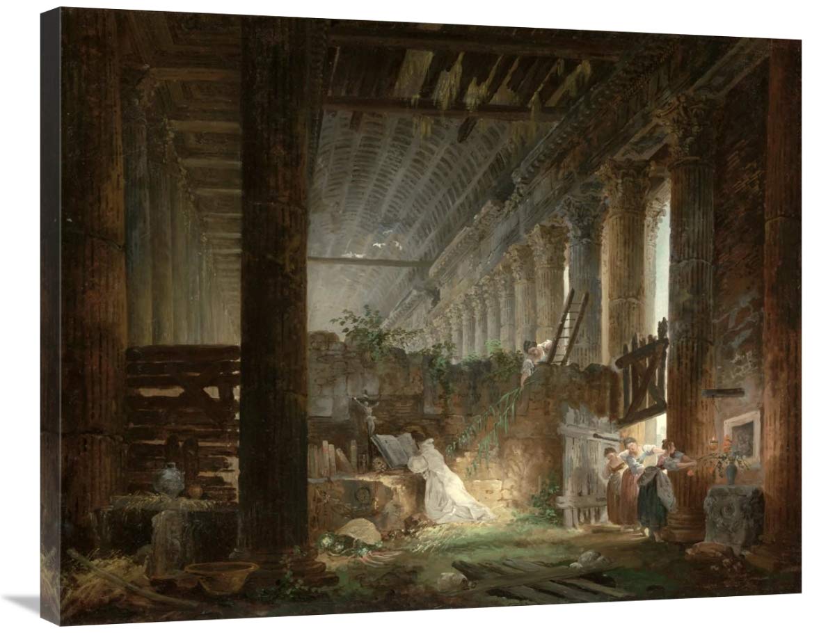 A Hermit Praying in the Ruins of a Roman Temple-Canvas Art-35x28”