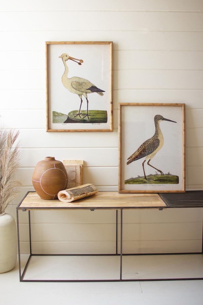 Kalalou Chh1440 Set Of Two Framed Shorebirds Under Glass