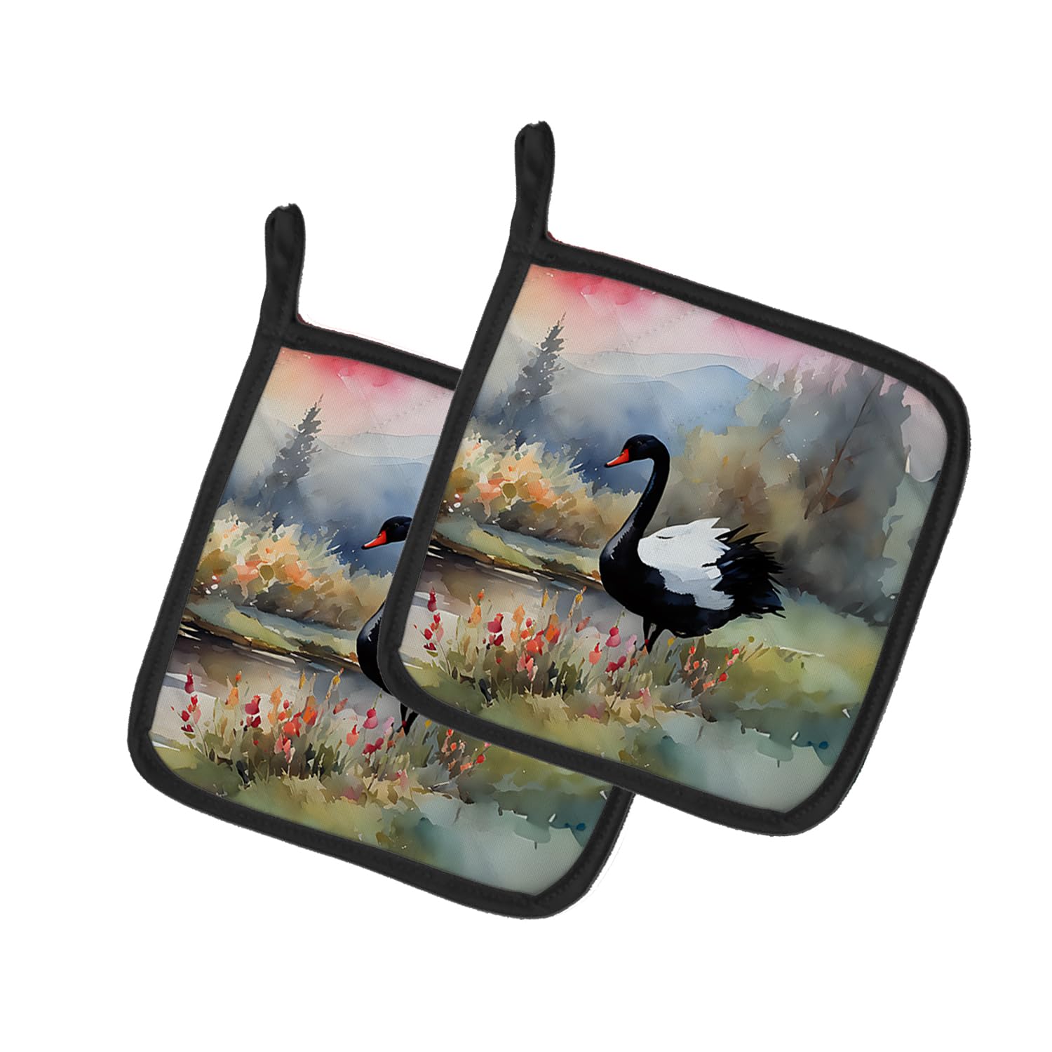 Black Swan Pair of Pot Holders