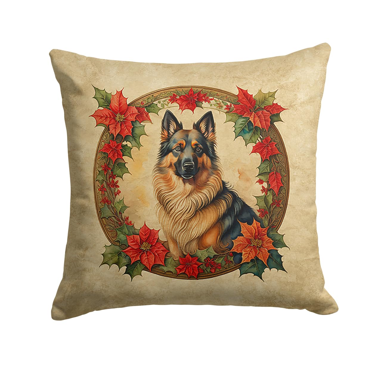 Belgian Tervuren Christmas Flowers Throw Pillow