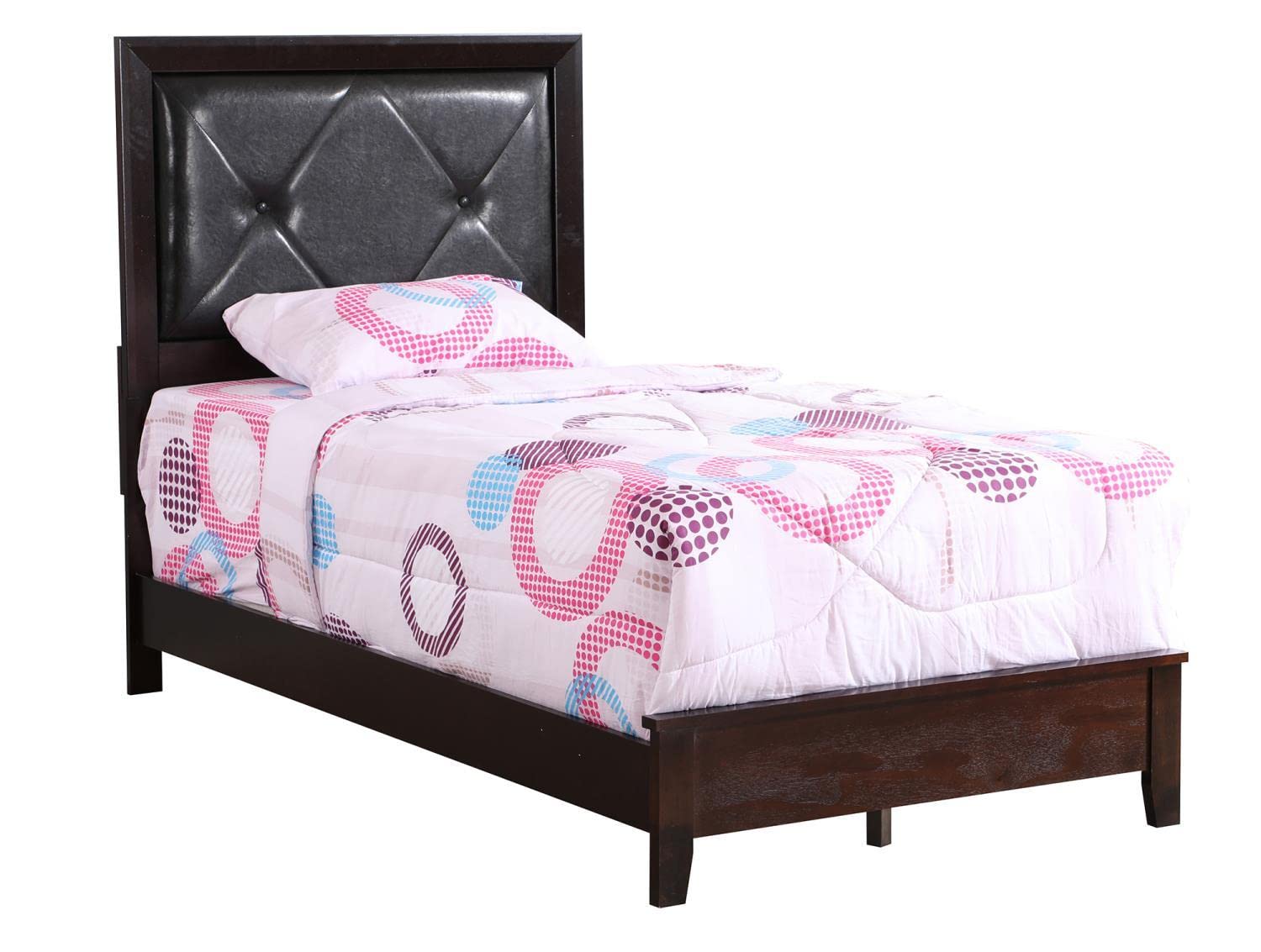 Primo Espresso Tufted Faux Leather Upholstered Twin Panel Bed