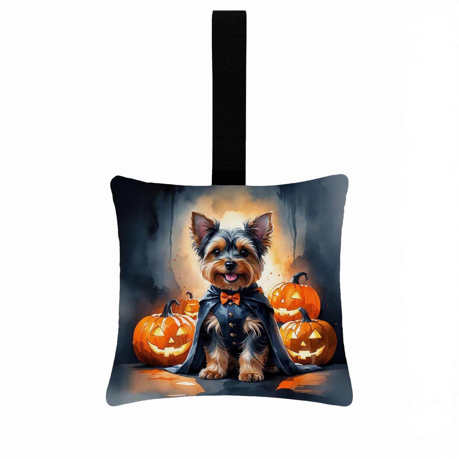 Carolines Treasures Yorkshire Terrier Yorkie Puppy Halloween Mini Hanging Pillow Ornament 3.5  3.5 Decorative Door-Knob & Tree Hanger, Soft Fabric Cushion