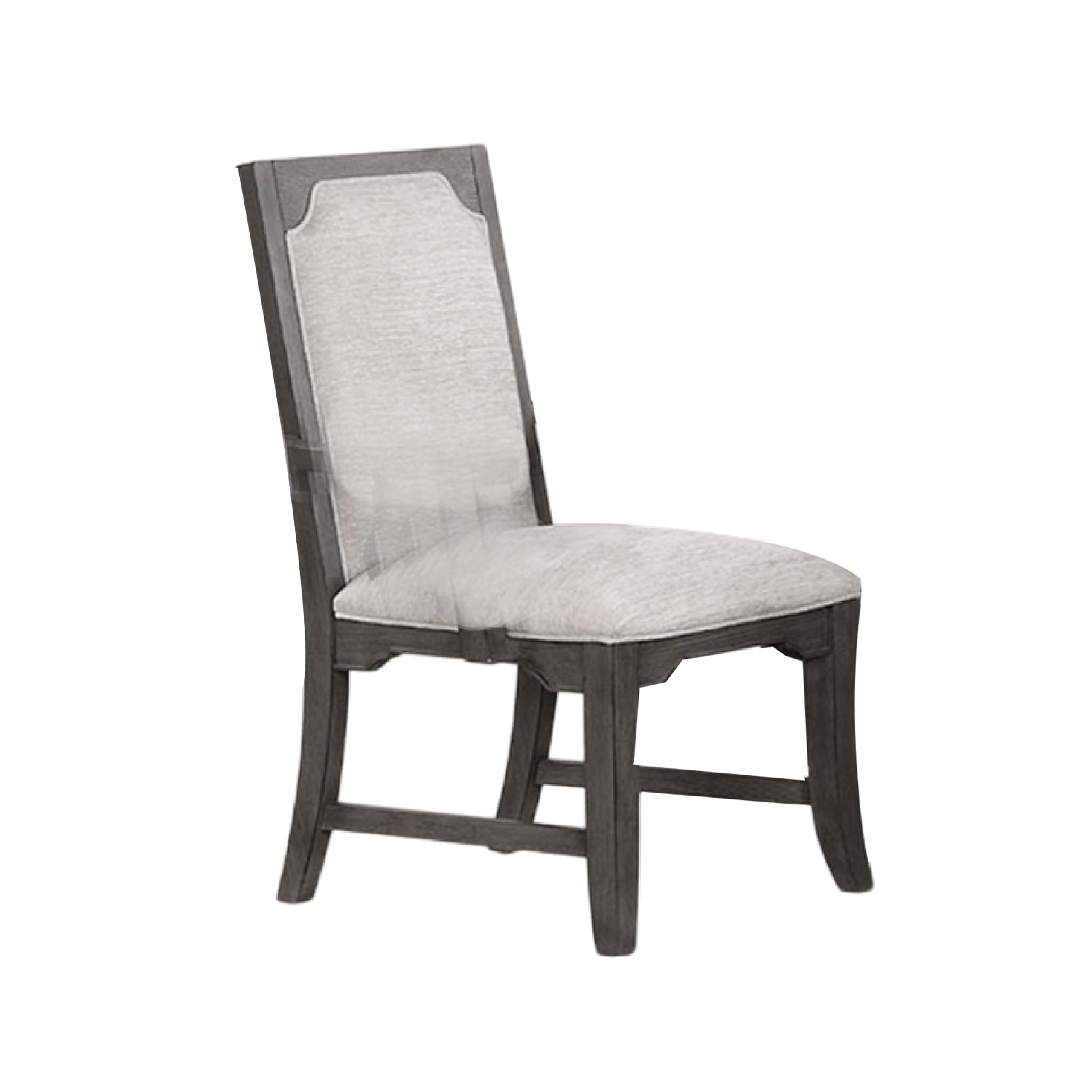 Leslee Dining Side Chair Set of 2, Gray Polyester, Sculpted Tall Back