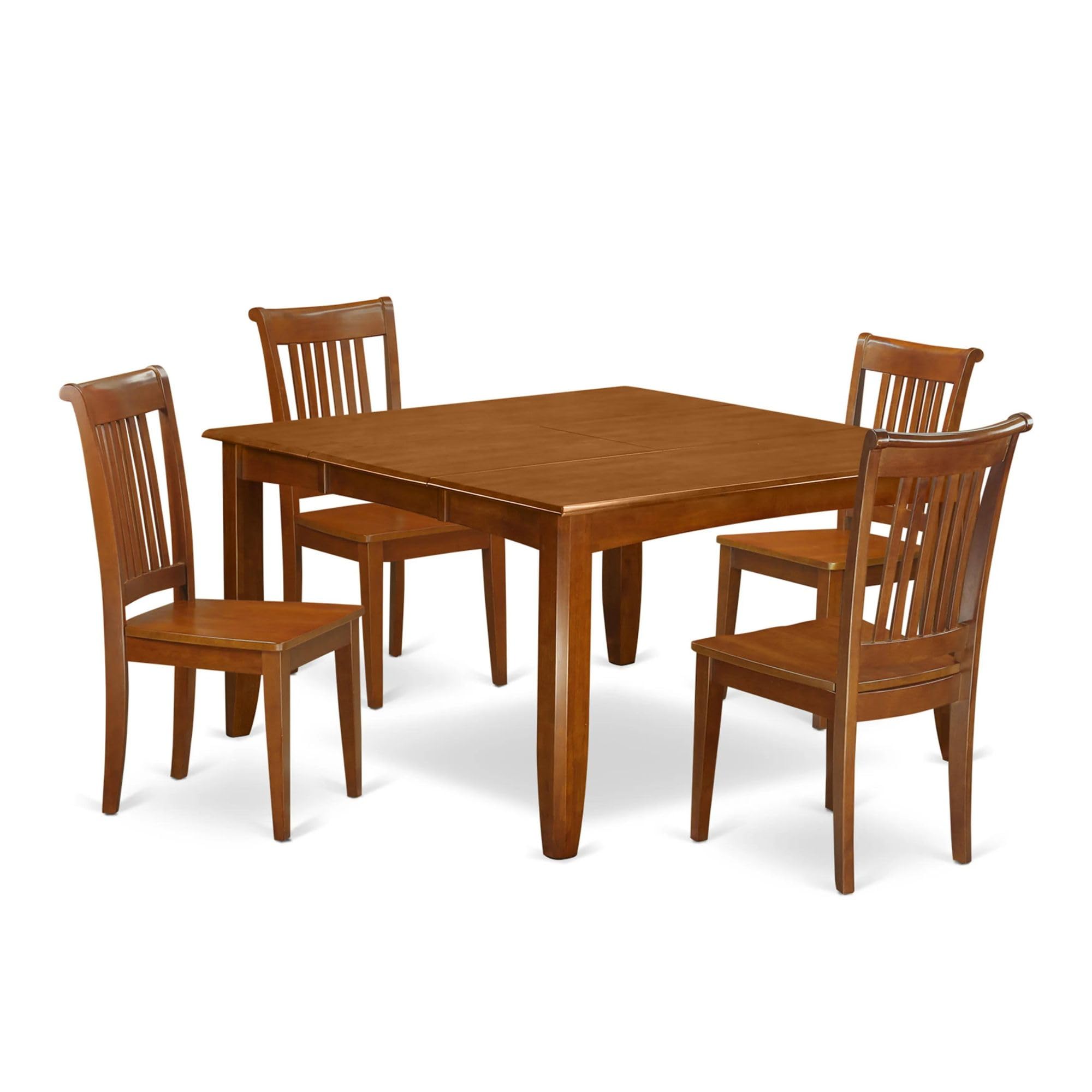 5  Pc  Dining  room  set-Square  gathering  Table  with  Leaf  and  4  Dining  Chairs