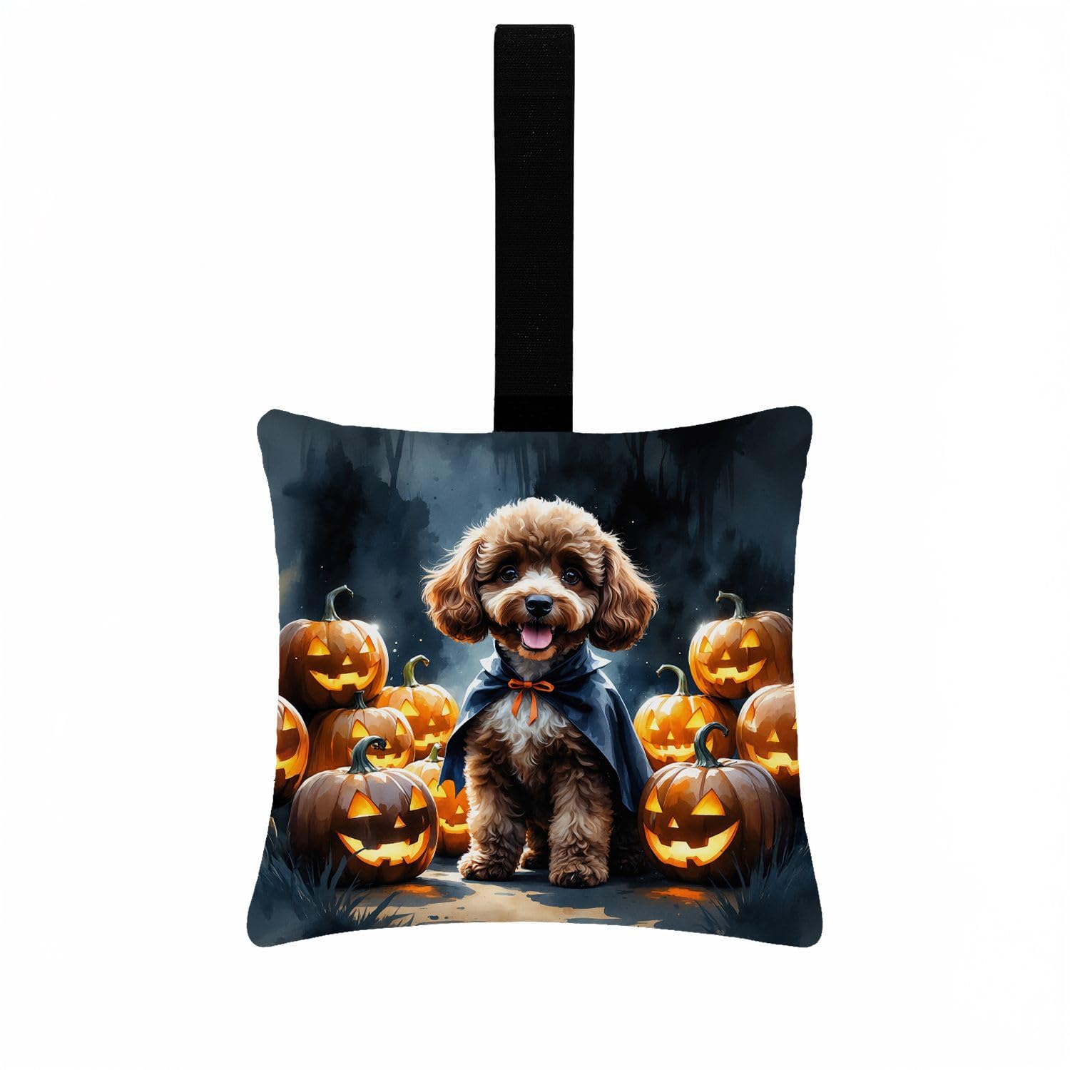 Carolines Treasures Chocolate Poodle Puppy Halloween Mini Hanging Pillow Ornament 3.5  3.5 Decorative Door-Knob & Tree Hanger, Soft Fabric Cushion