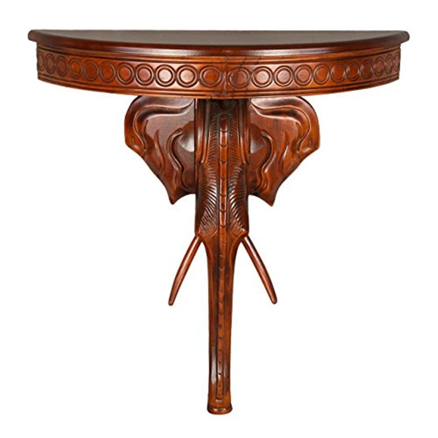 Windsor Carved Wood Elephant Console Table - Walnut