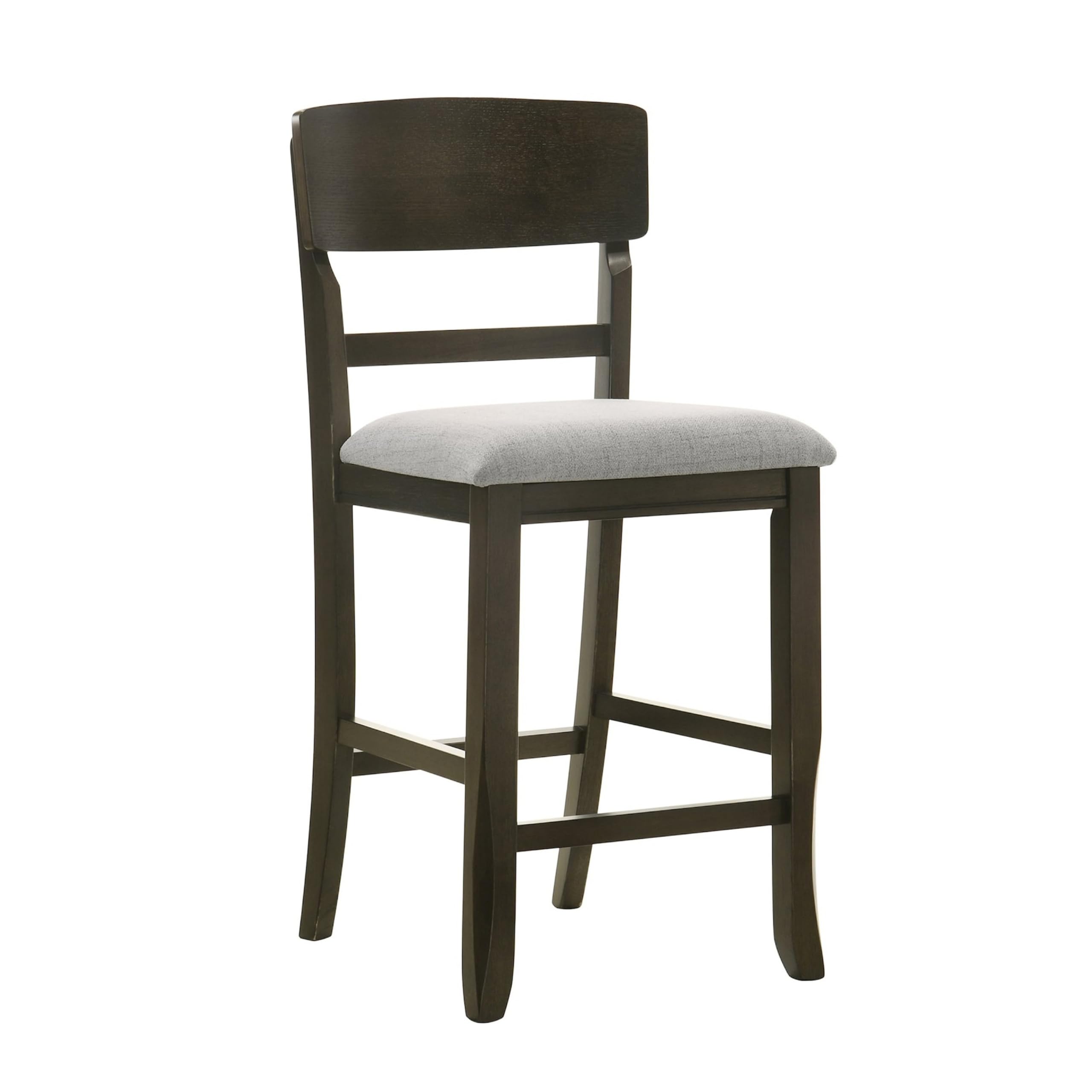 Kimberly 24 Inch Counter Height Chair Set of 2, Black Wood, Gray Fabric