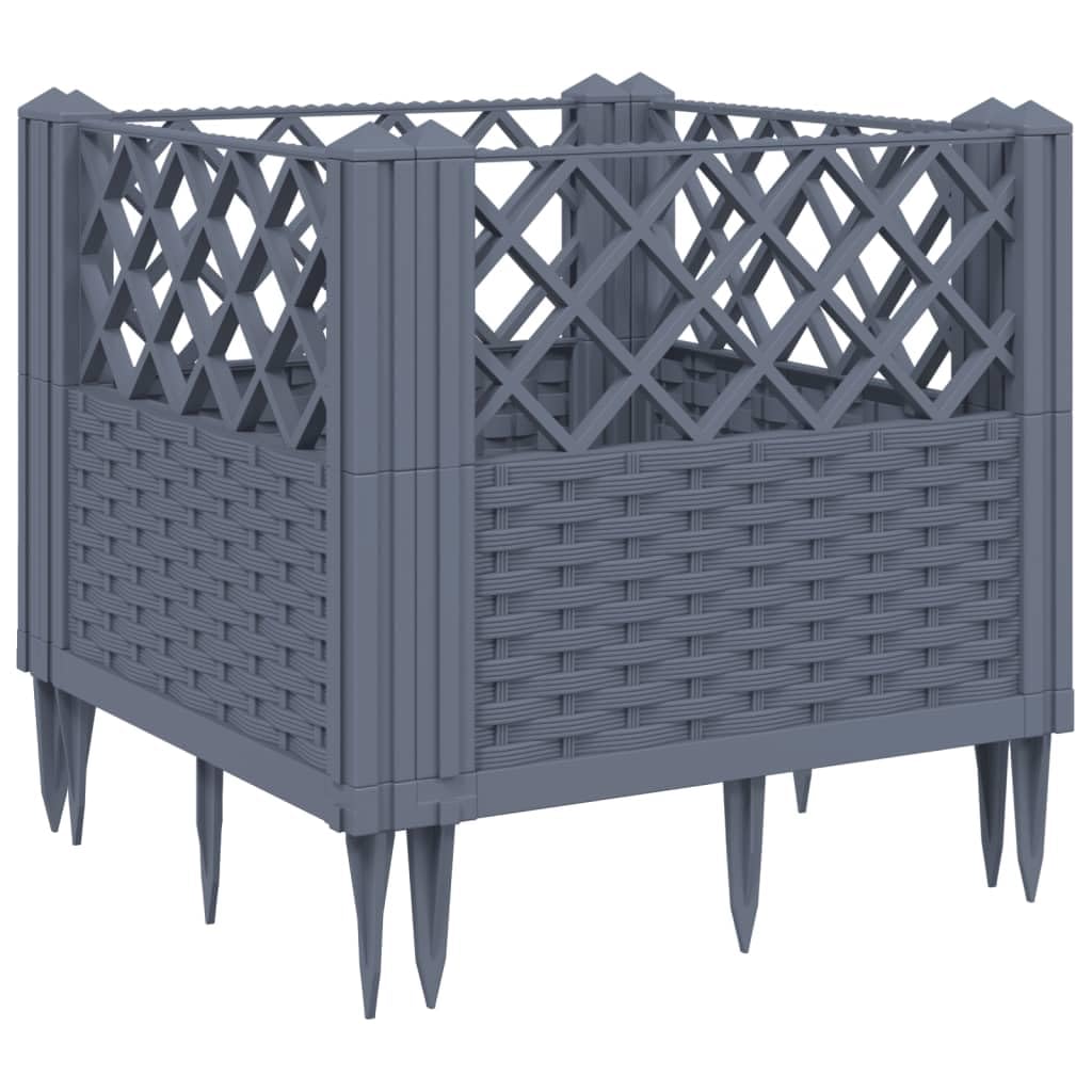 vidaXL Garden Planter with Pegs Gray 17.1x17.1"x17.1" PP"