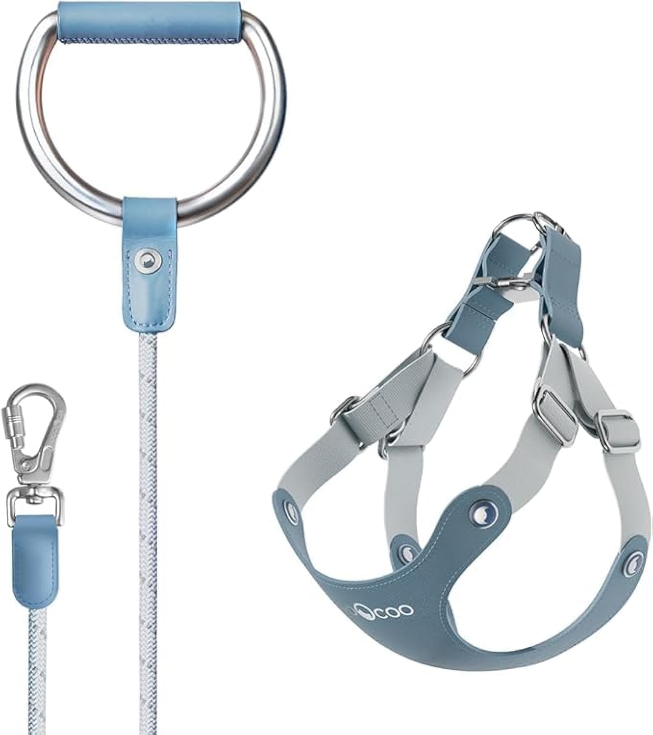 VOOCOO #OOTD Pet Harness and Leash Set (Metal Handle)(Small  Blue)