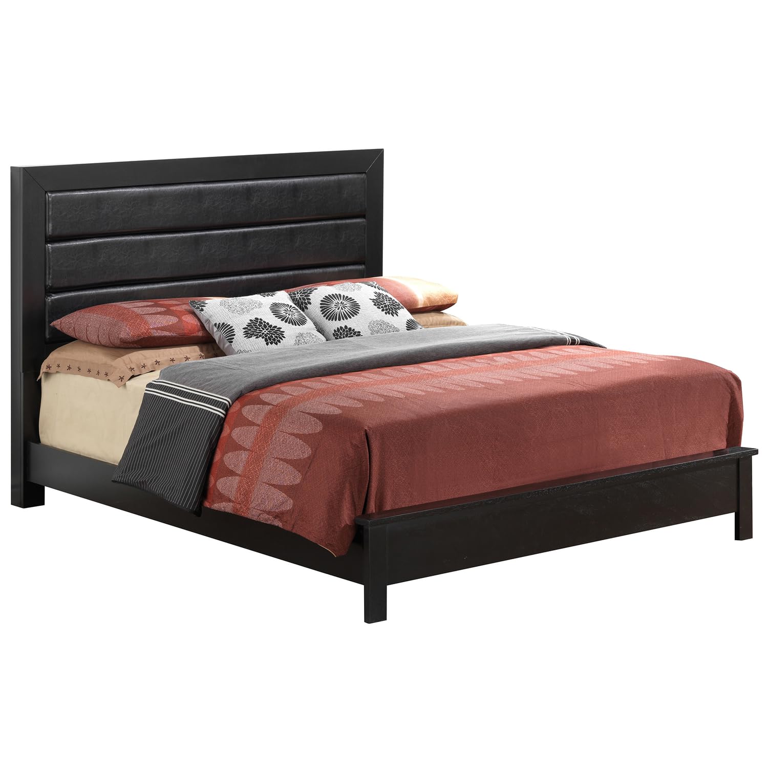 Burlington Black Upholstered Full Panel Bed