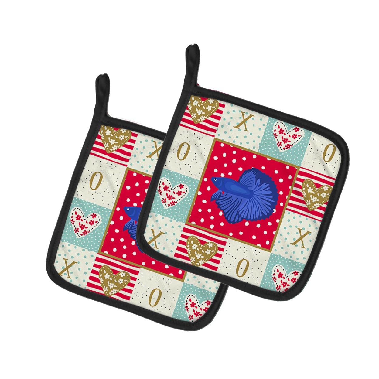 Super Delta Tail Betta Love Pair of Pot Holders